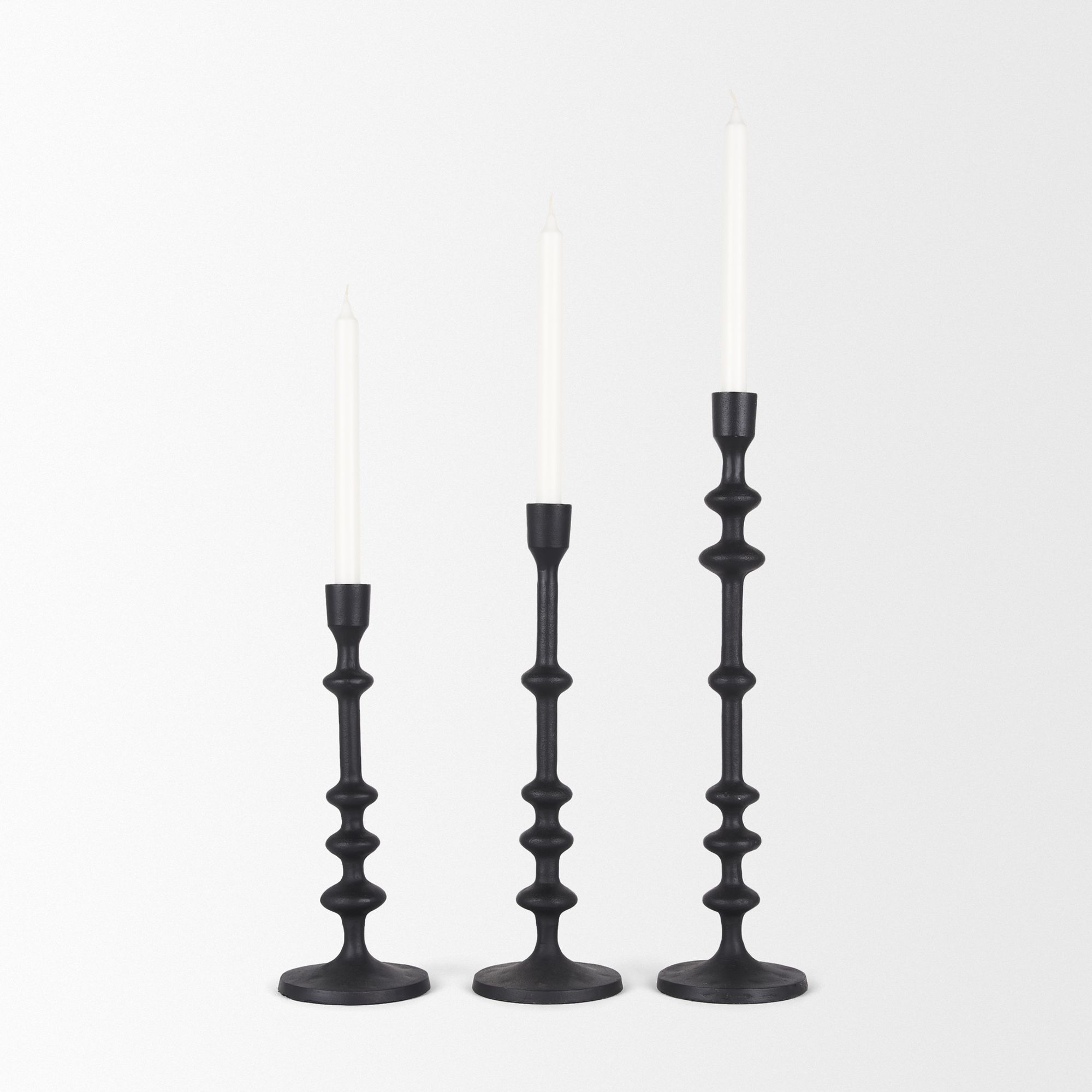 Mercana - Paolo Matte Black Metal Candle Holder (Set of 3)