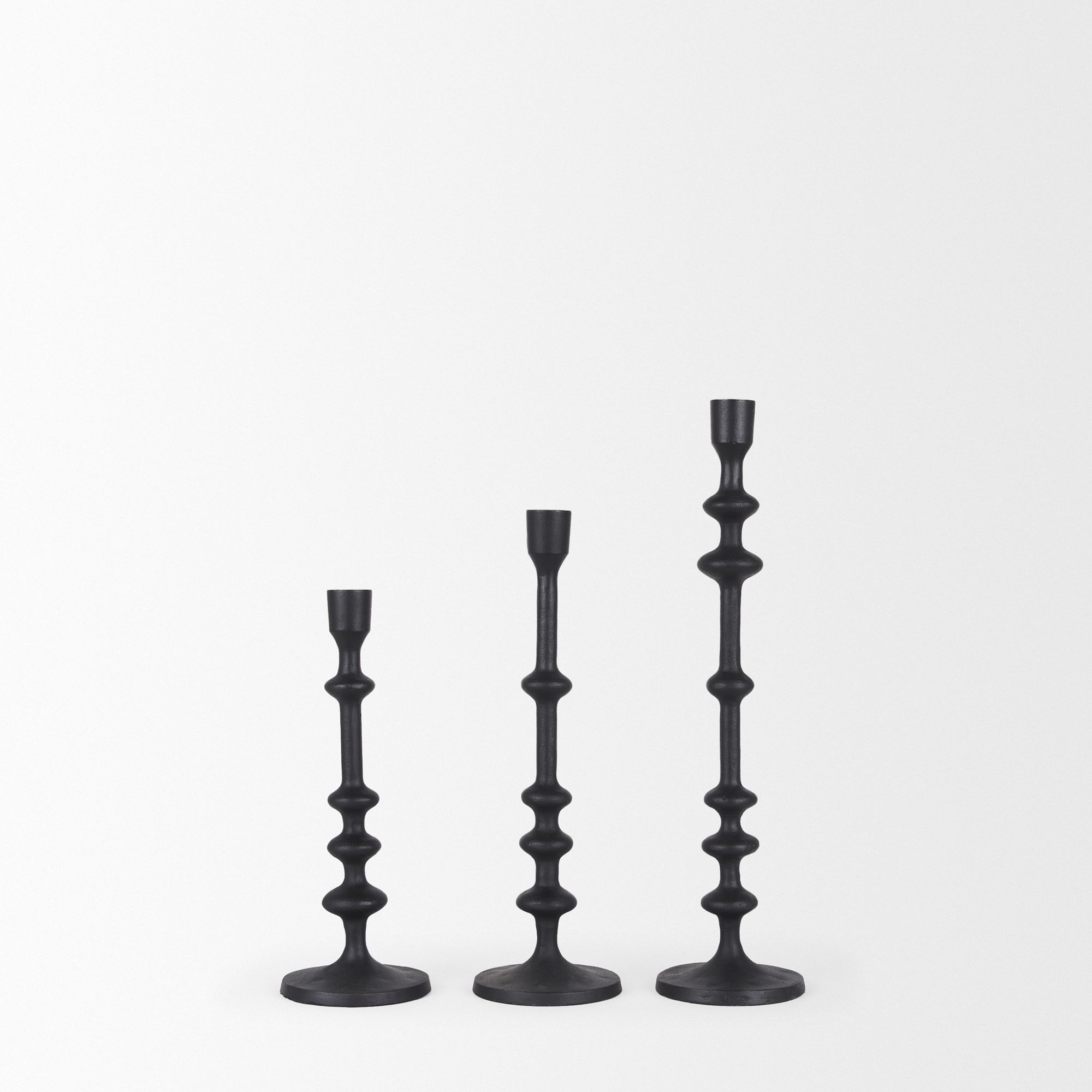 Mercana - Paolo Matte Black Metal Candle Holder (Set of 3)