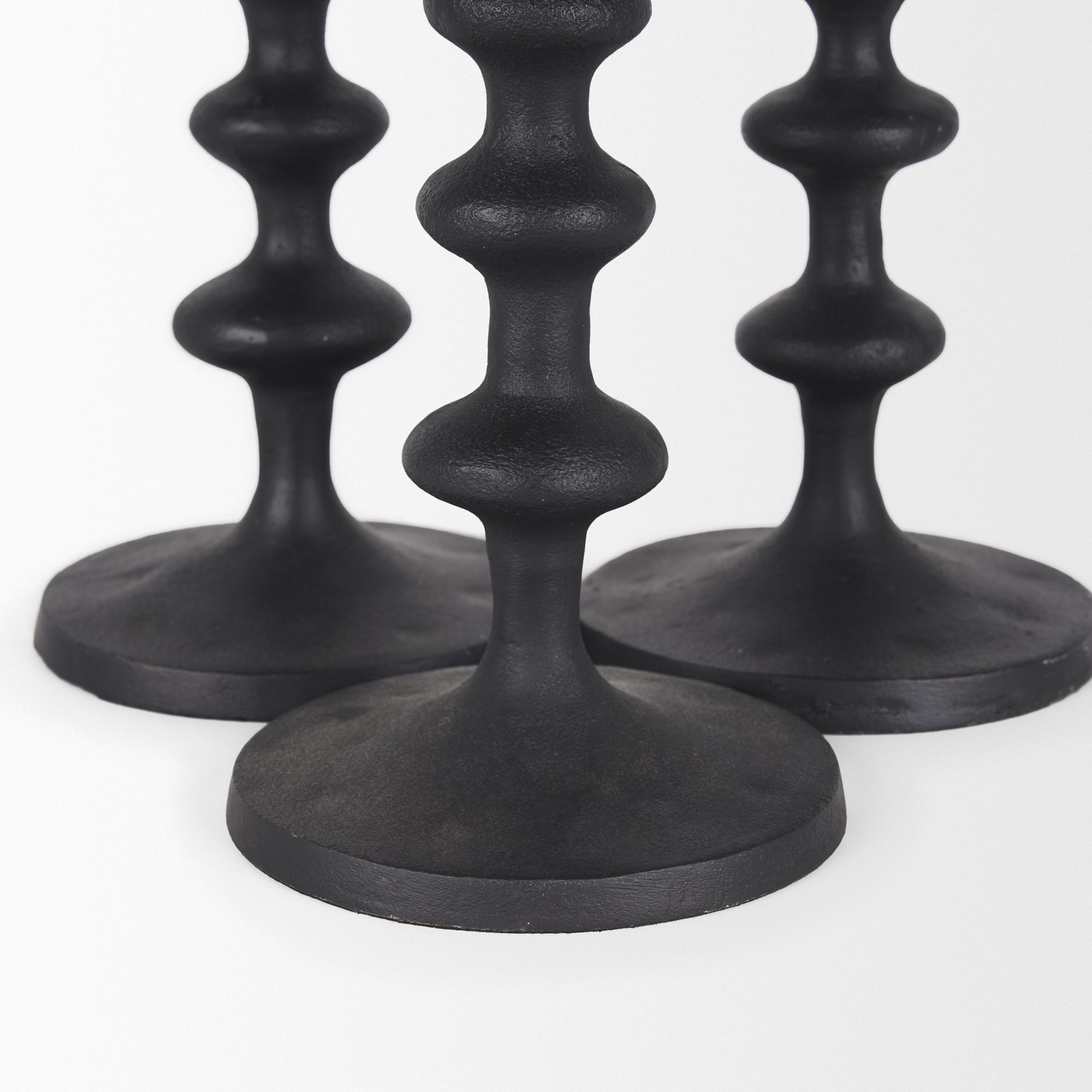 Mercana - Paolo Matte Black Metal Candle Holder (Set of 3)