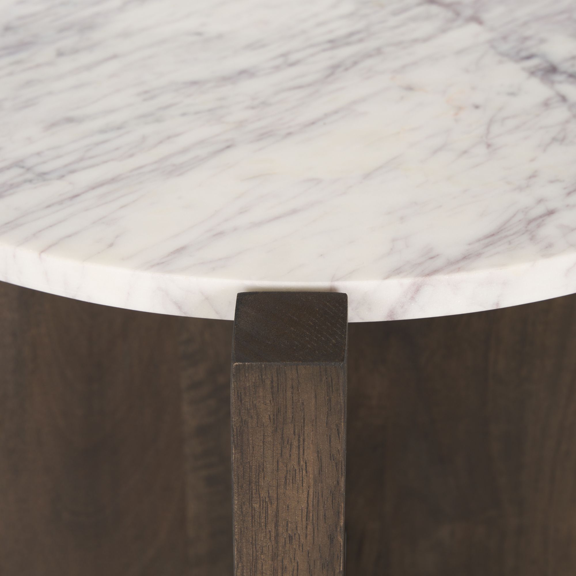 Mercana Bianca Round Accent Table with Marble - Dark Brown