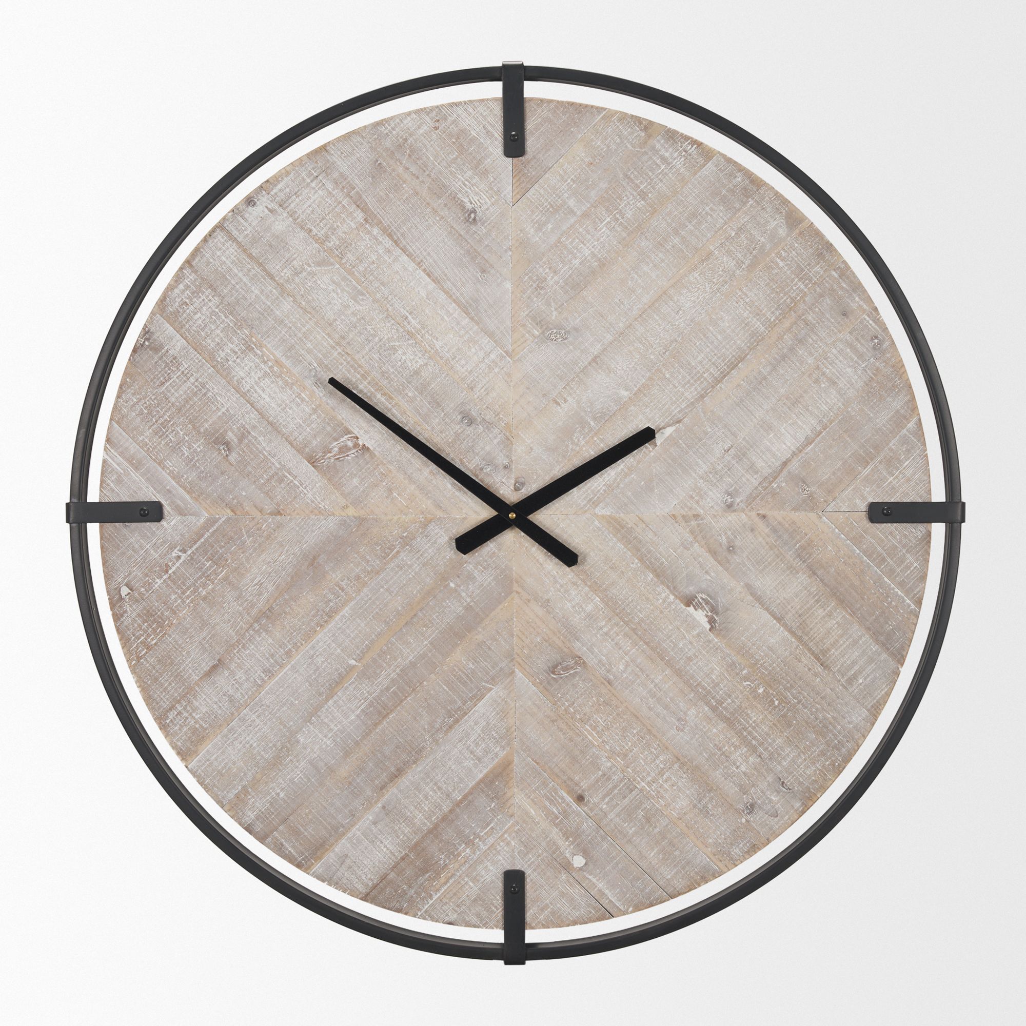 Mercana - Rani Matte Black Metal/Wood Wall Clock