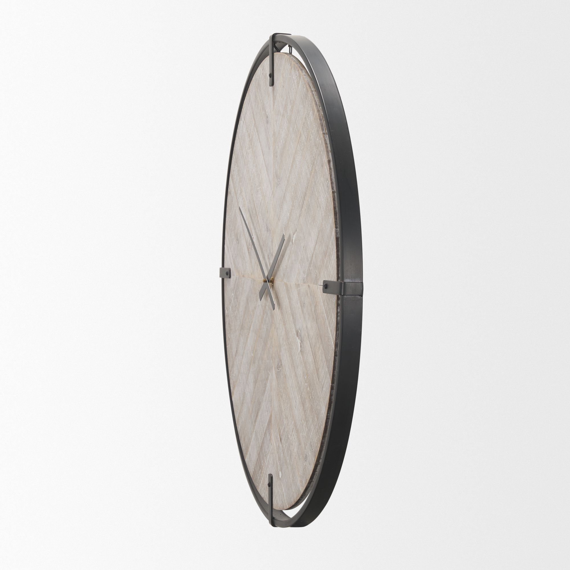 Mercana - Rani Matte Black Metal/Wood Wall Clock