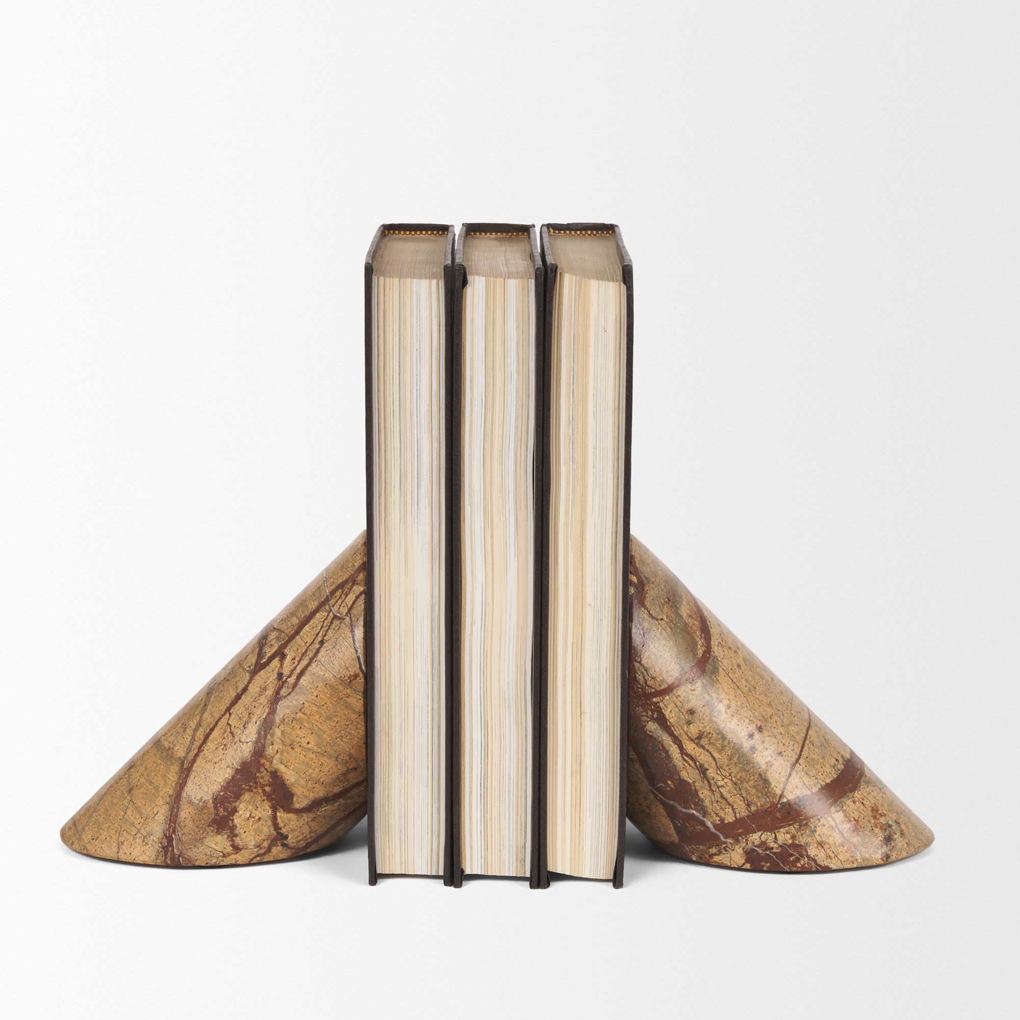 Mercana - Rahima Brown Forest Marble Angled Bookends