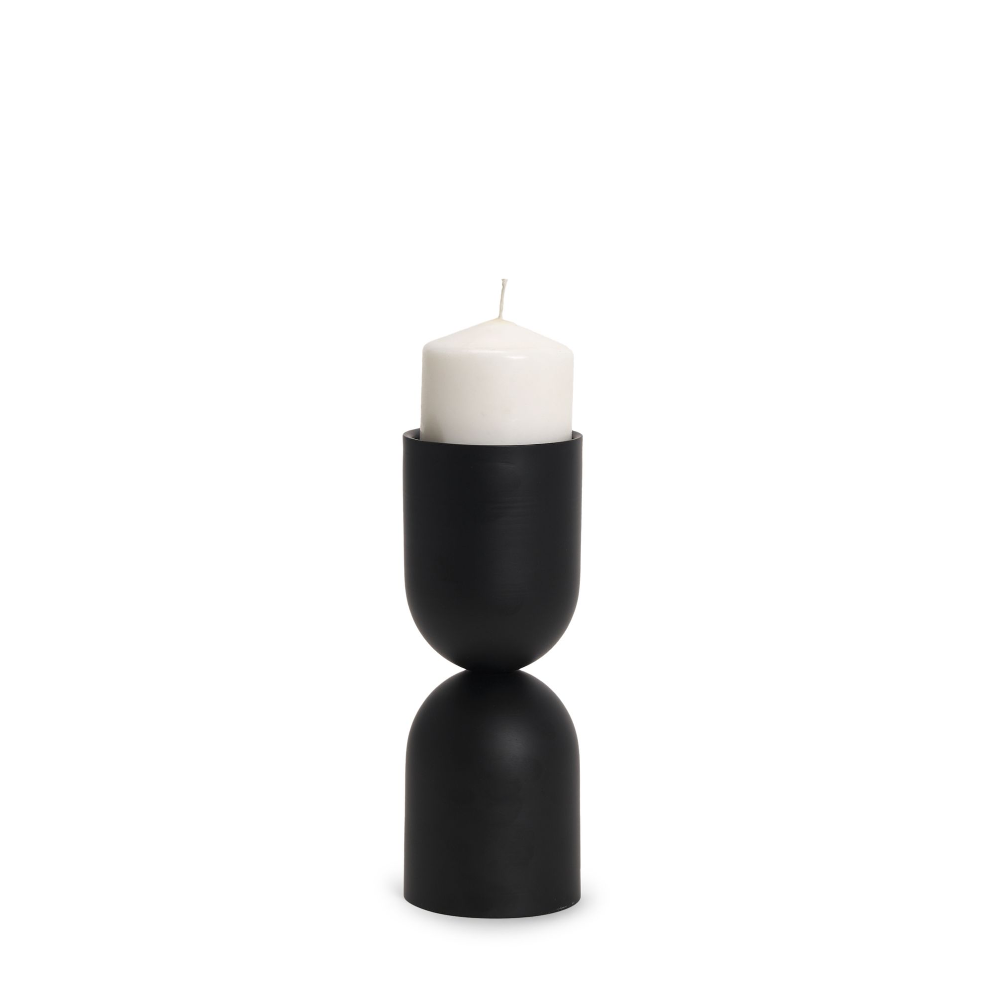 Mercana - Qamra Beige Textured Metal Pillar Candle Holder Candle Holder