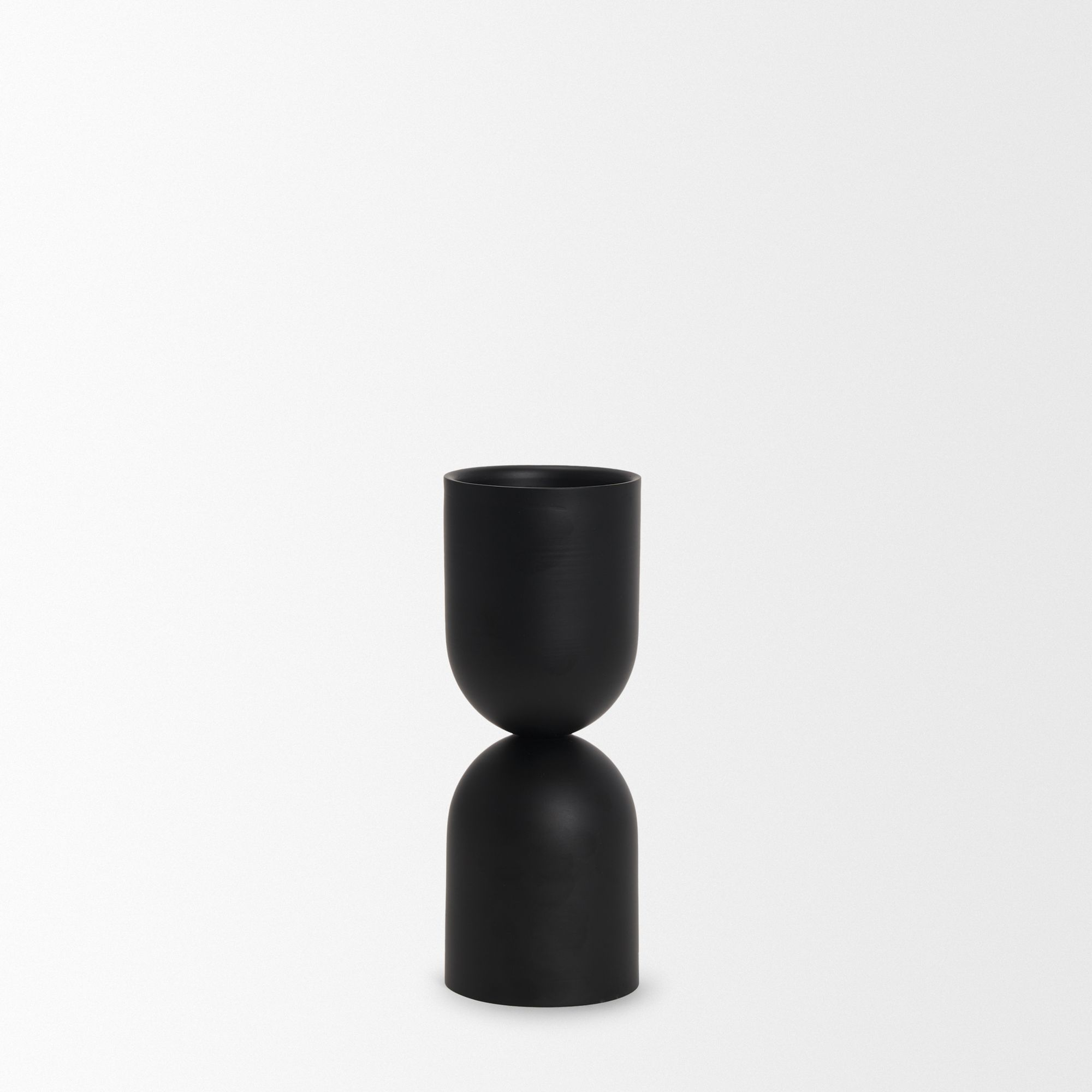 Mercana Qamra Short Black Metal Pillar Candle Holder