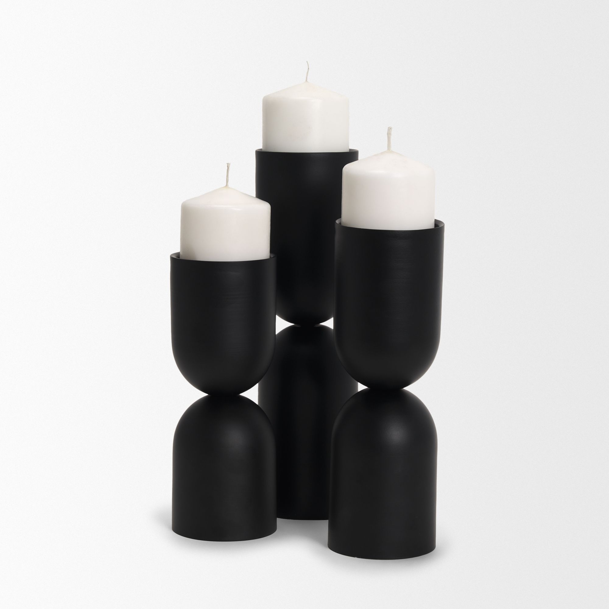 Mercana Qamra Short Black Metal Pillar Candle Holder