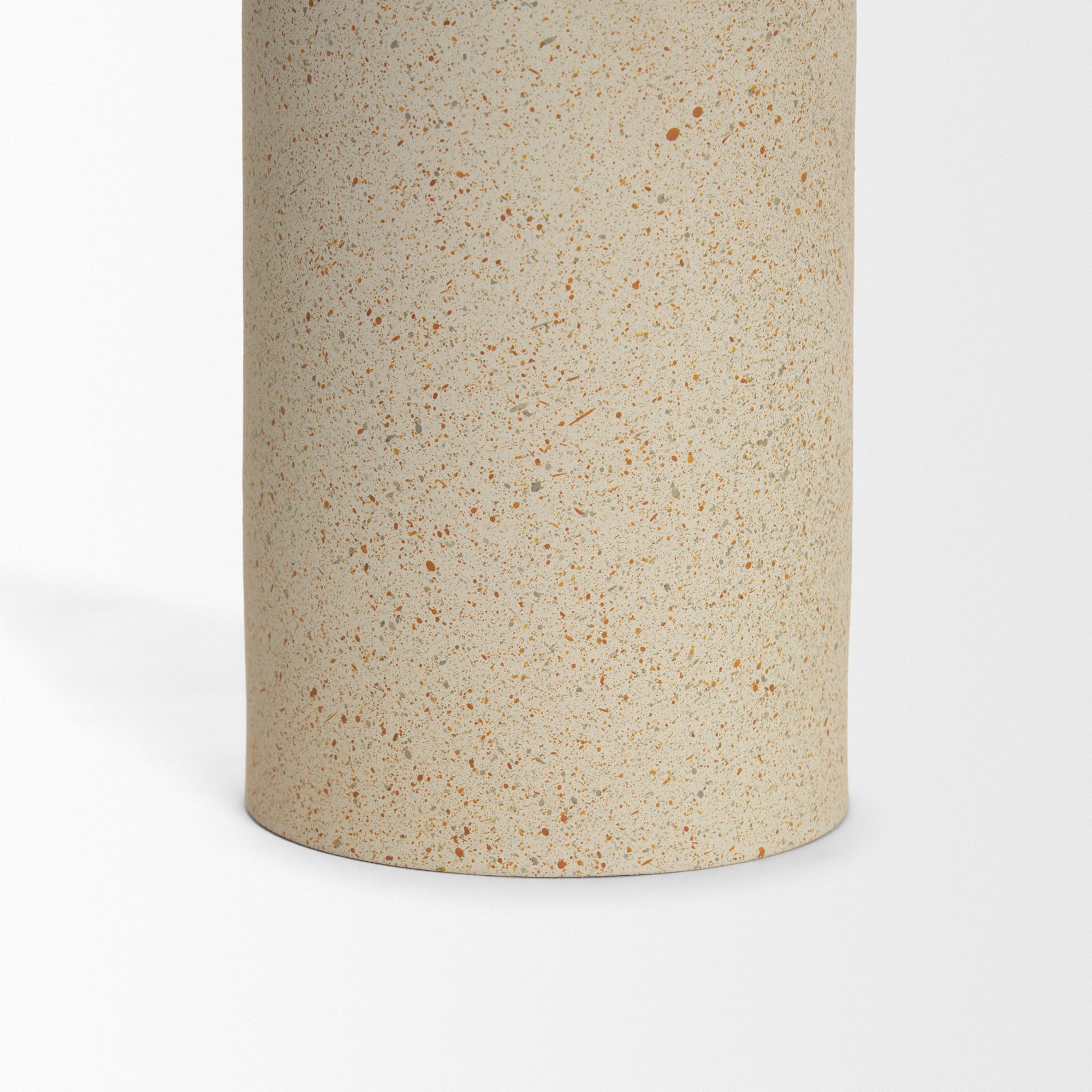 Mercana Qamra Short Beige Textured Metal Pillar Candle Holder