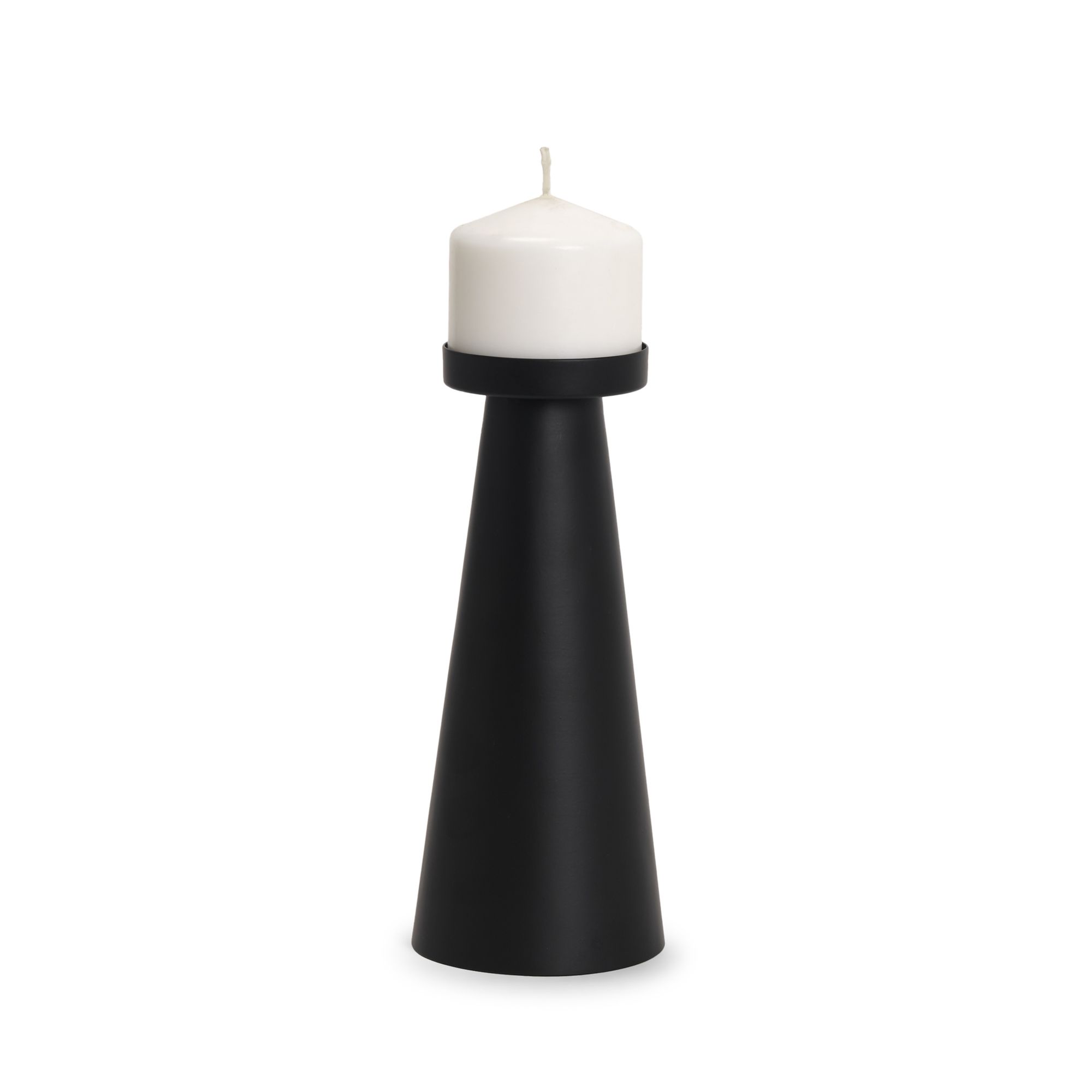 Mercana - Quadir Matte Black Metal Candle Holder