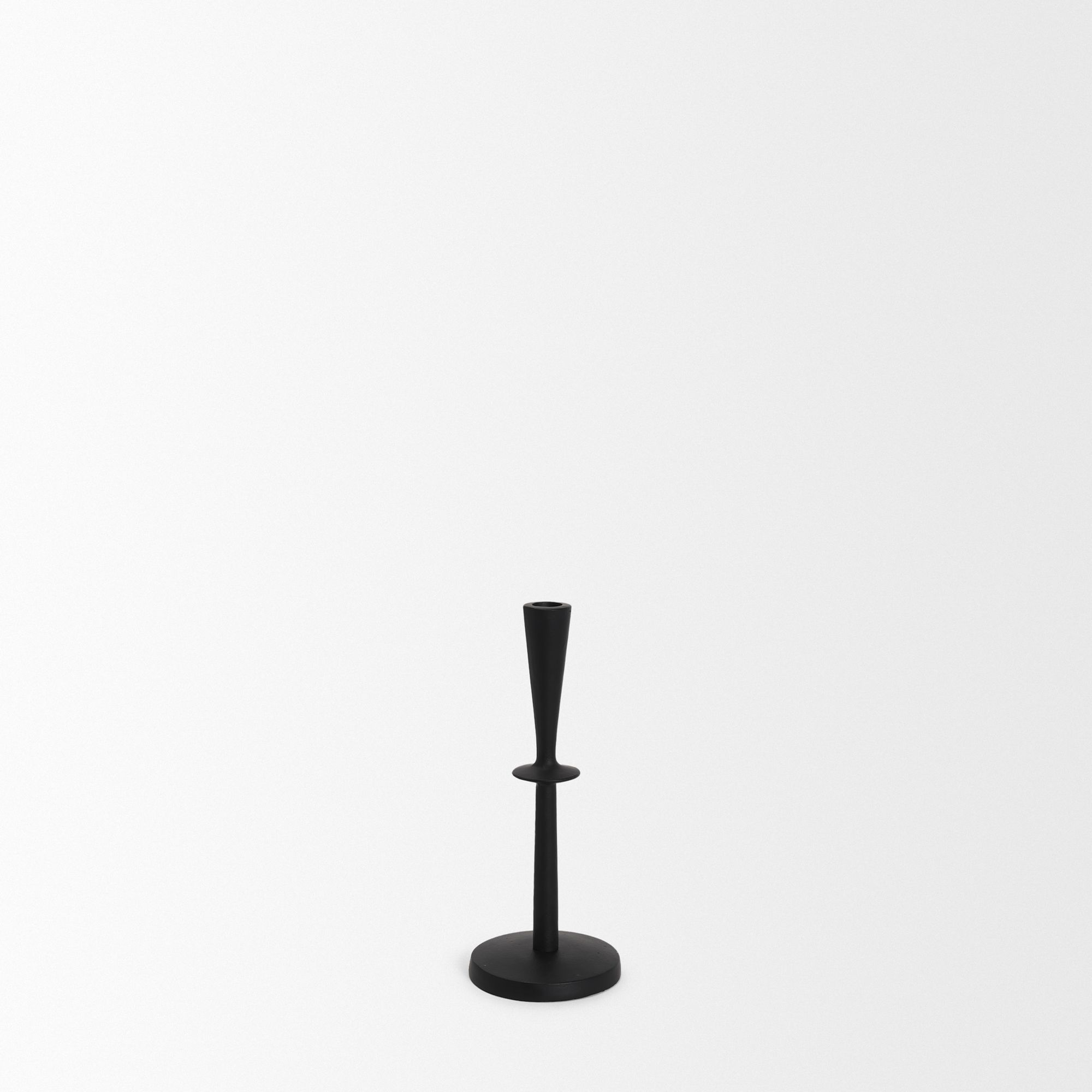 Mercana - Qwin Matte Black Cast Aluminum Candle Holder