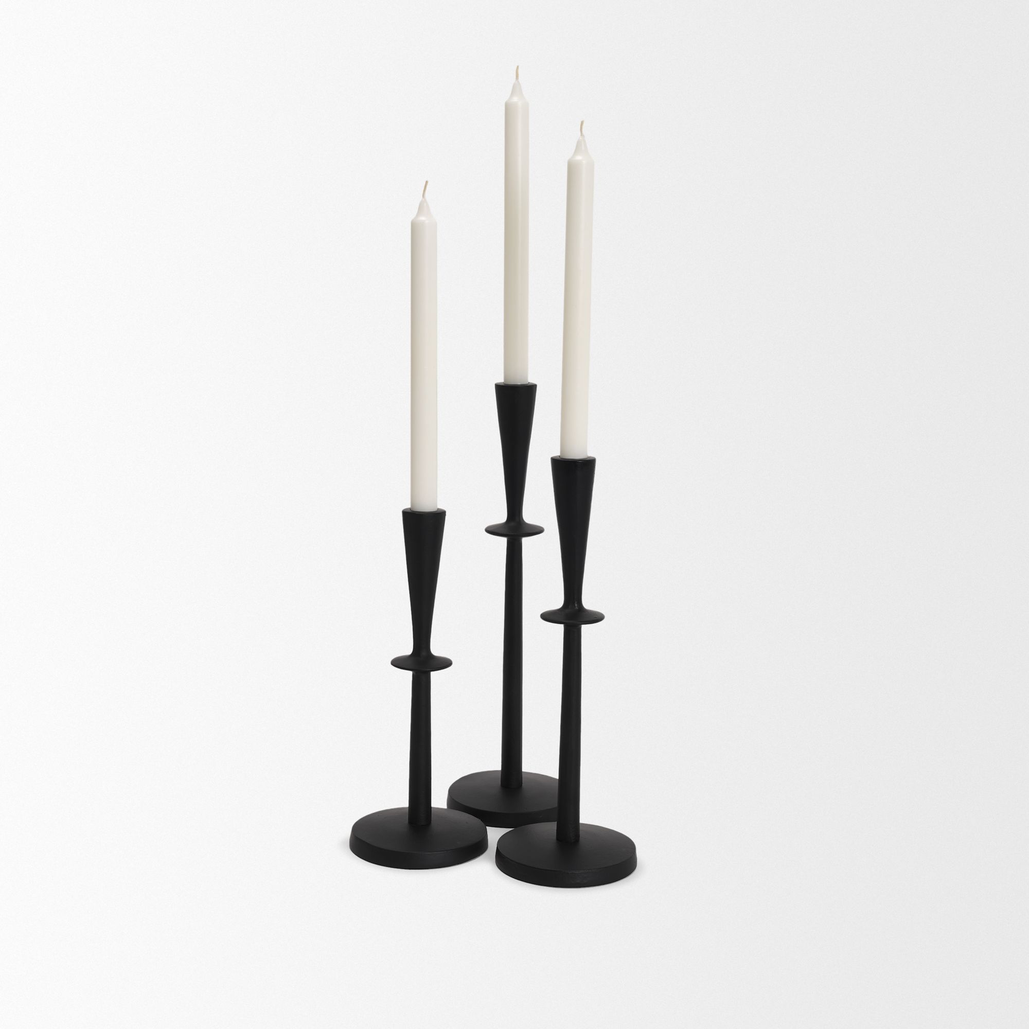 Mercana Qwin Matte Black Cast Aluminum Short Candle Holder