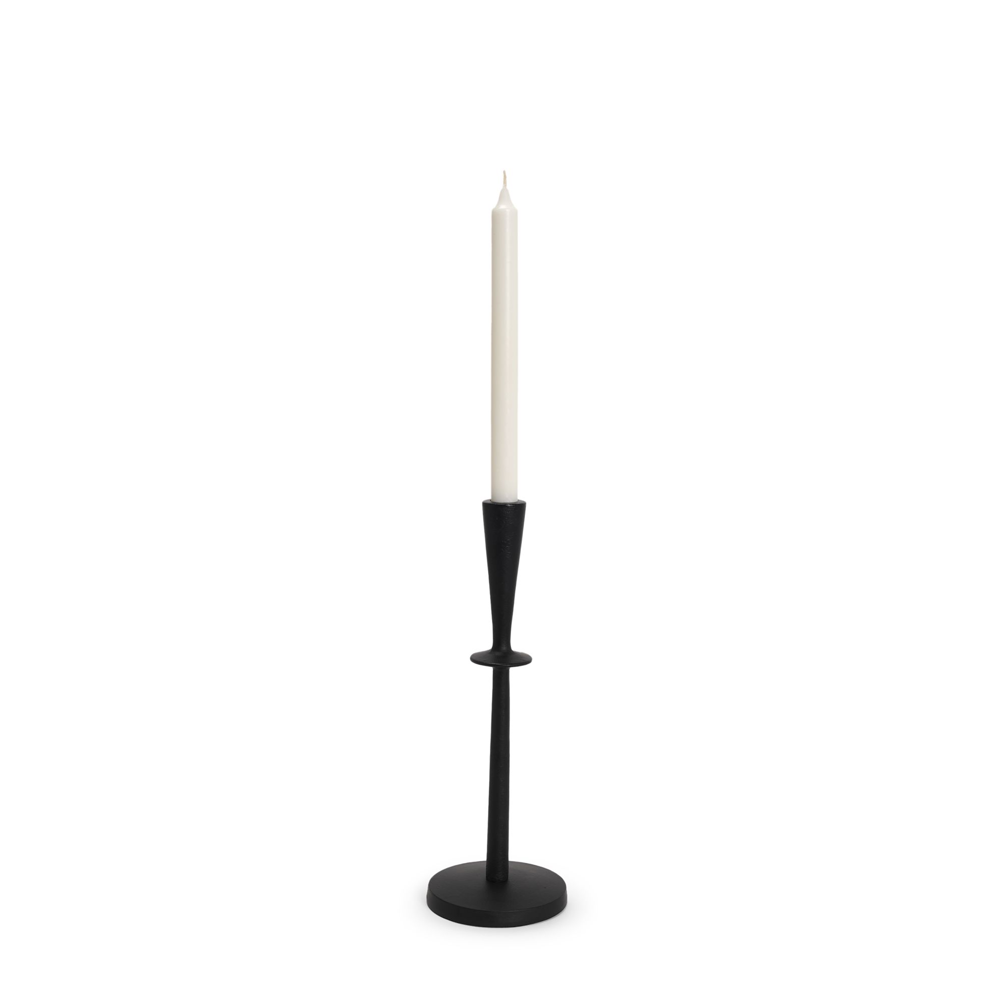 Mercana - Qwin Matte Black Cast Aluminum Candle Holder