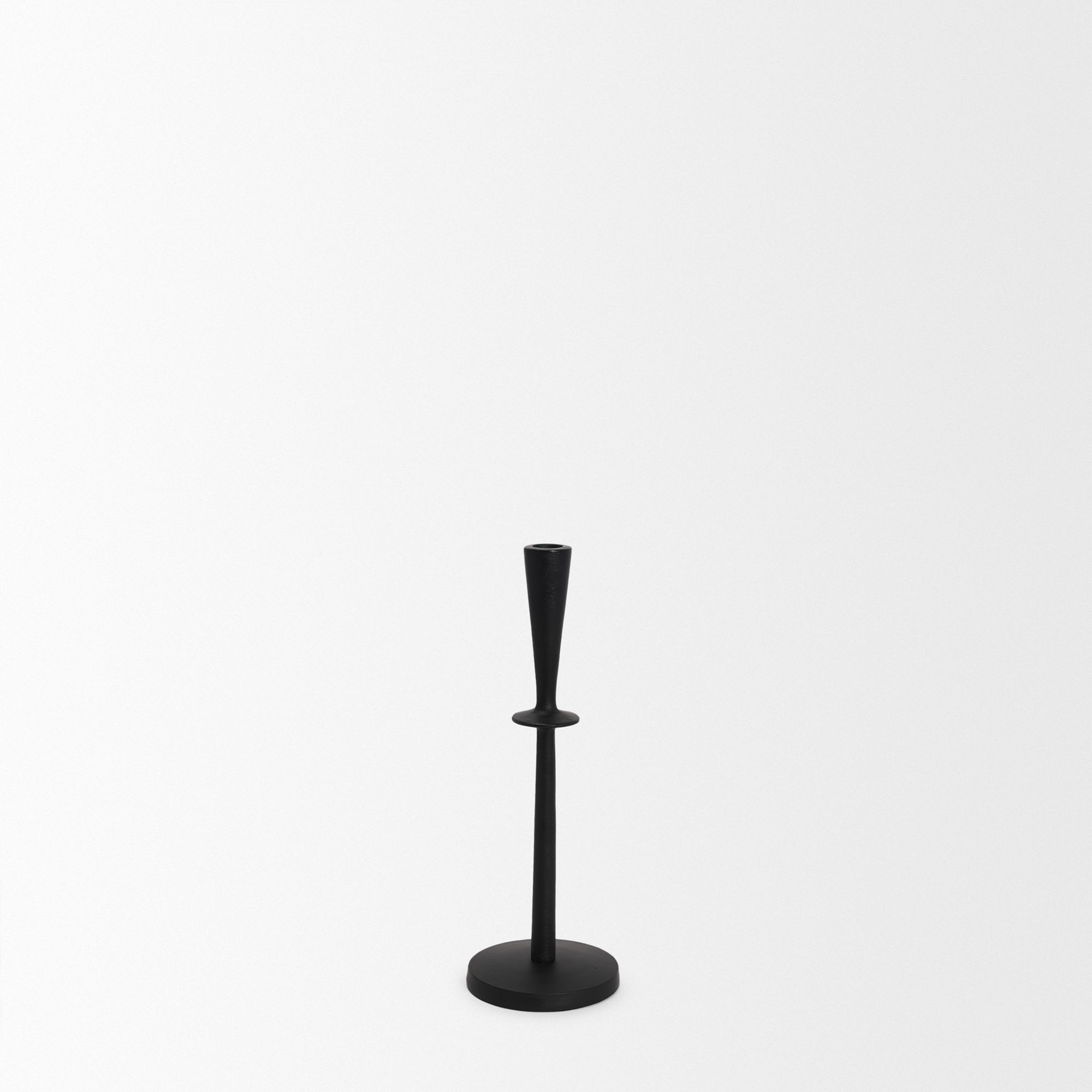 Mercana Qwin Matte Black Cast Aluminum Medium Candle Holder