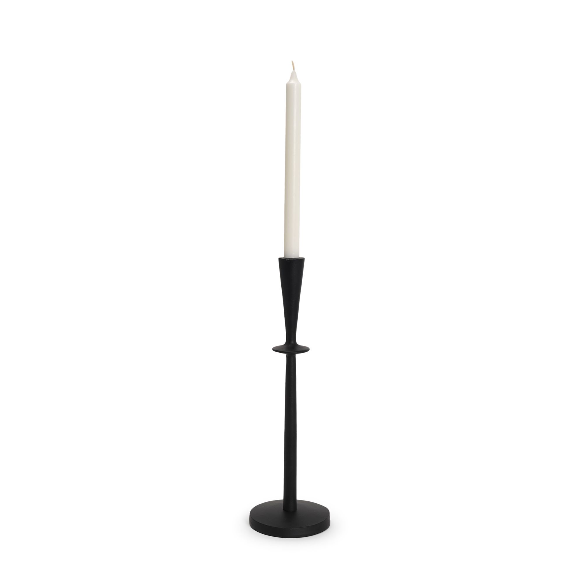 Mercana - Qwin Matte Black Cast Aluminum Candle Holder