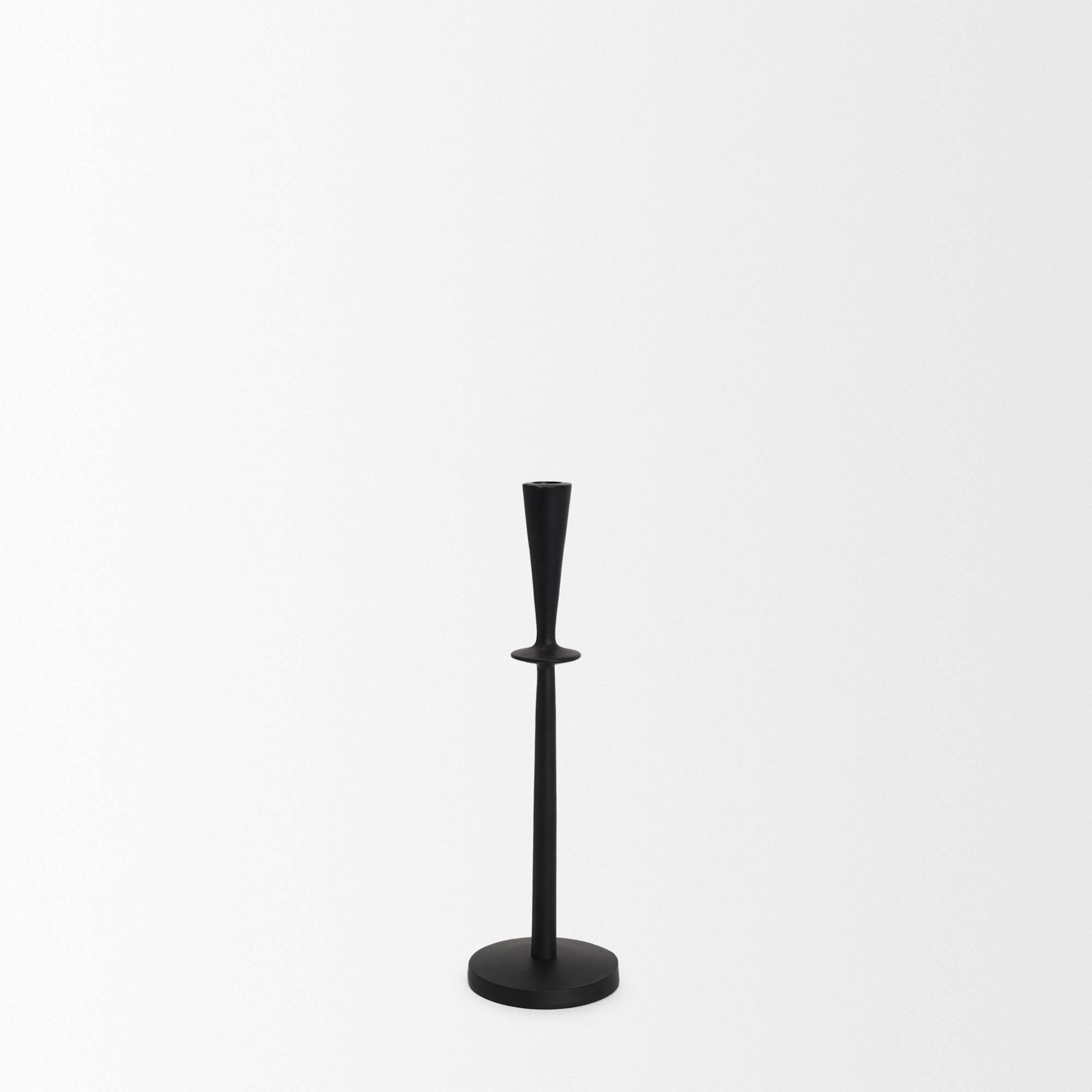 Mercana Qwin Matte Black Cast Aluminum Tall Candle Holder