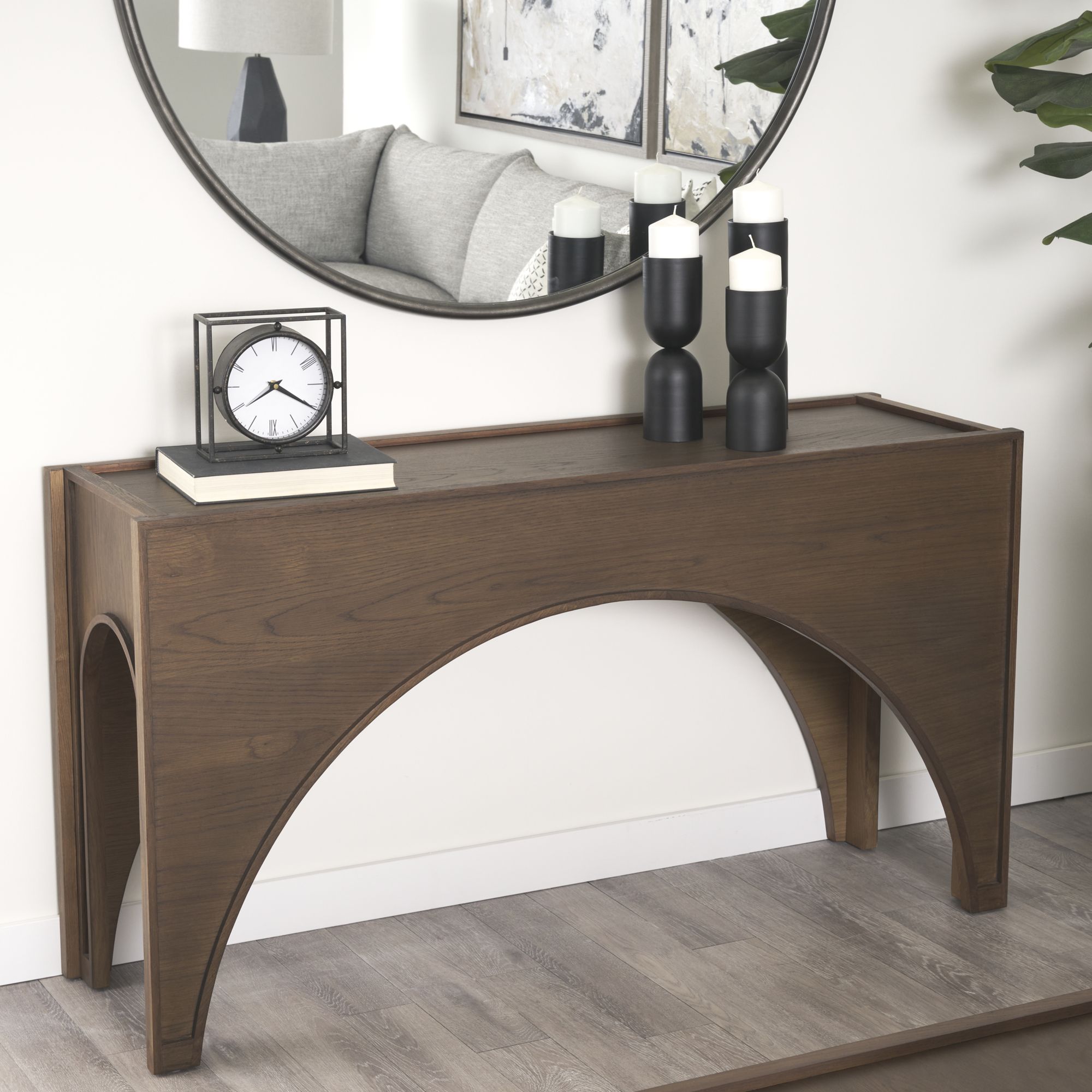 Mercana - Laraya Dark Brown Wood Arched Console Table