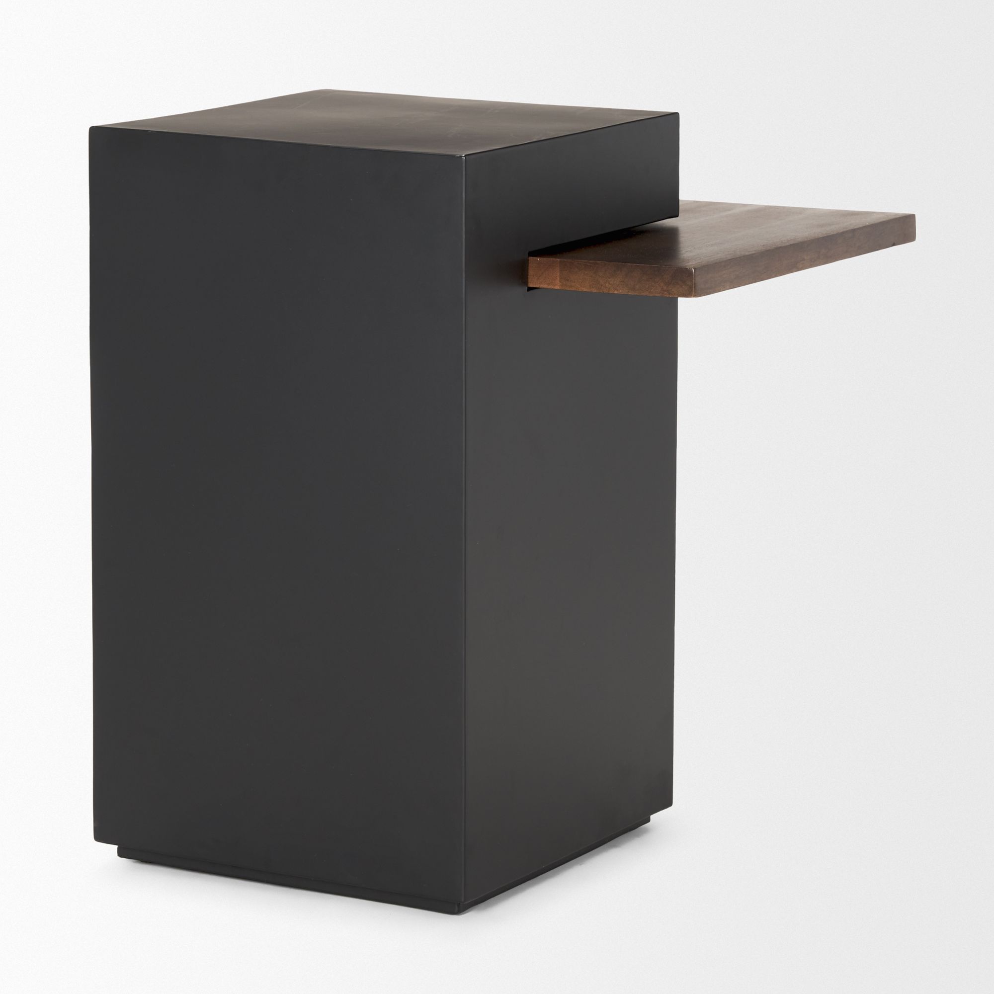 Mercana - Charles Matte Black Metal with Wood Shelf Square Accent Table