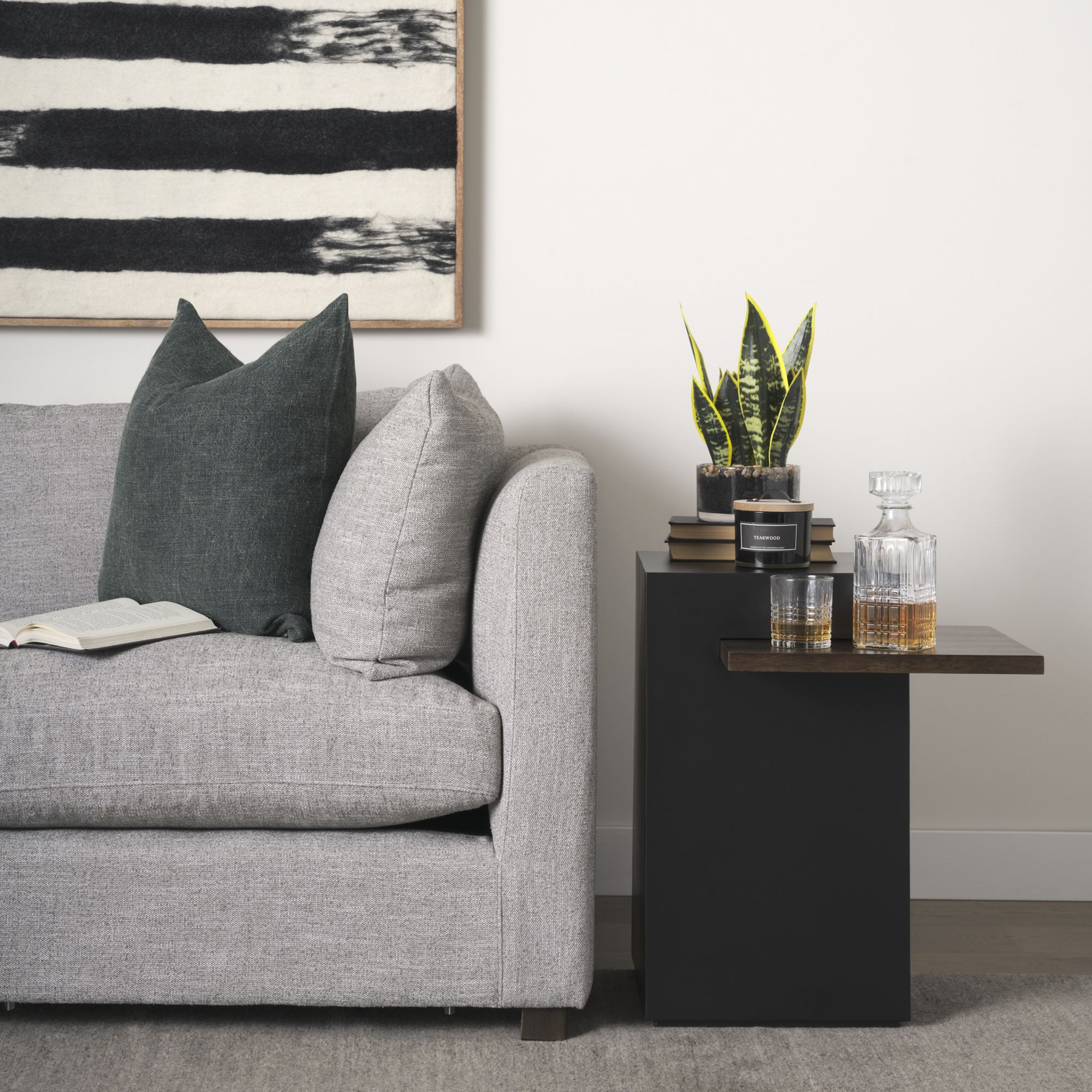 Mercana - Charles Matte Black Metal with Wood Shelf Square Accent Table