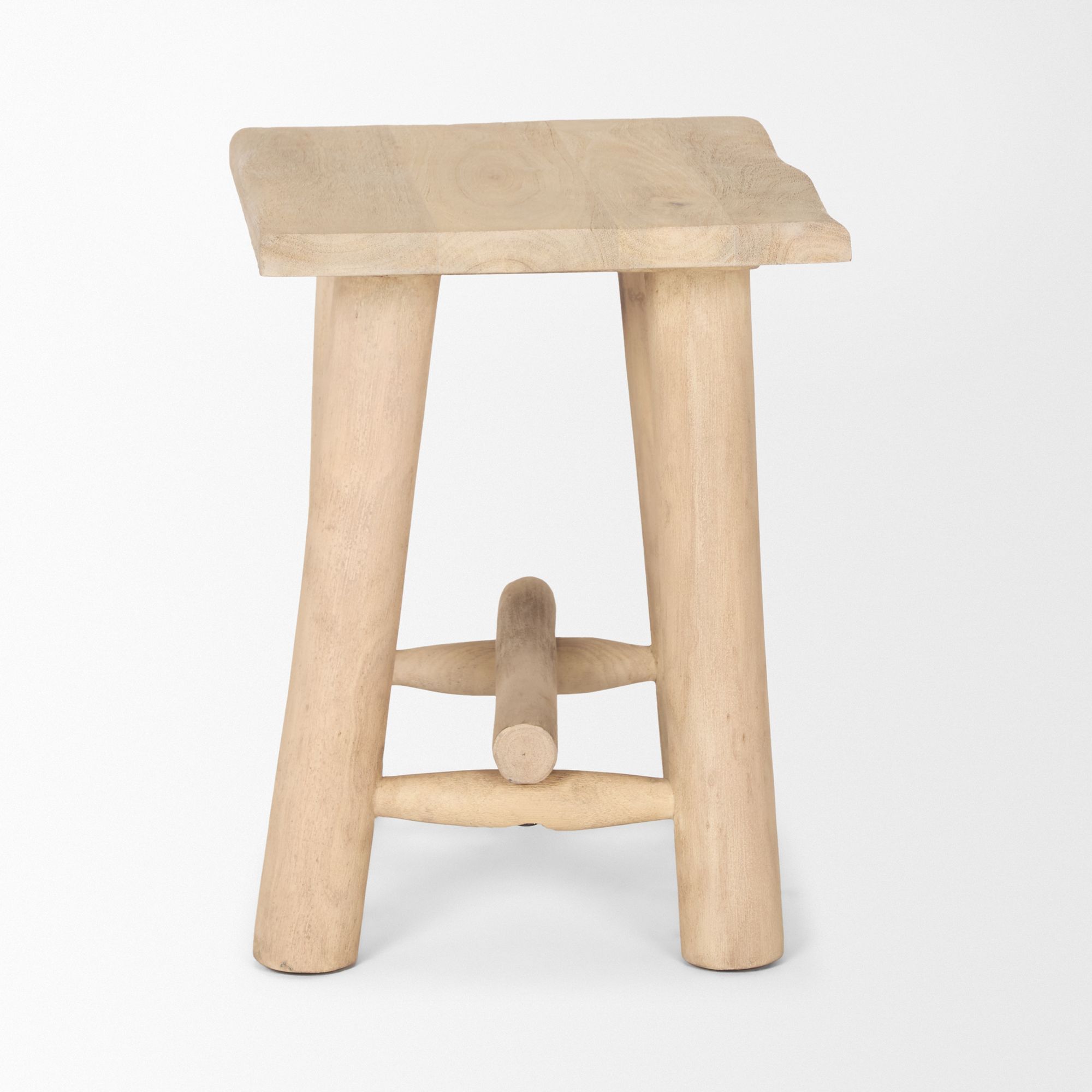 Mercana - Sekou Light Brown Short Wooden Craftsman Stool