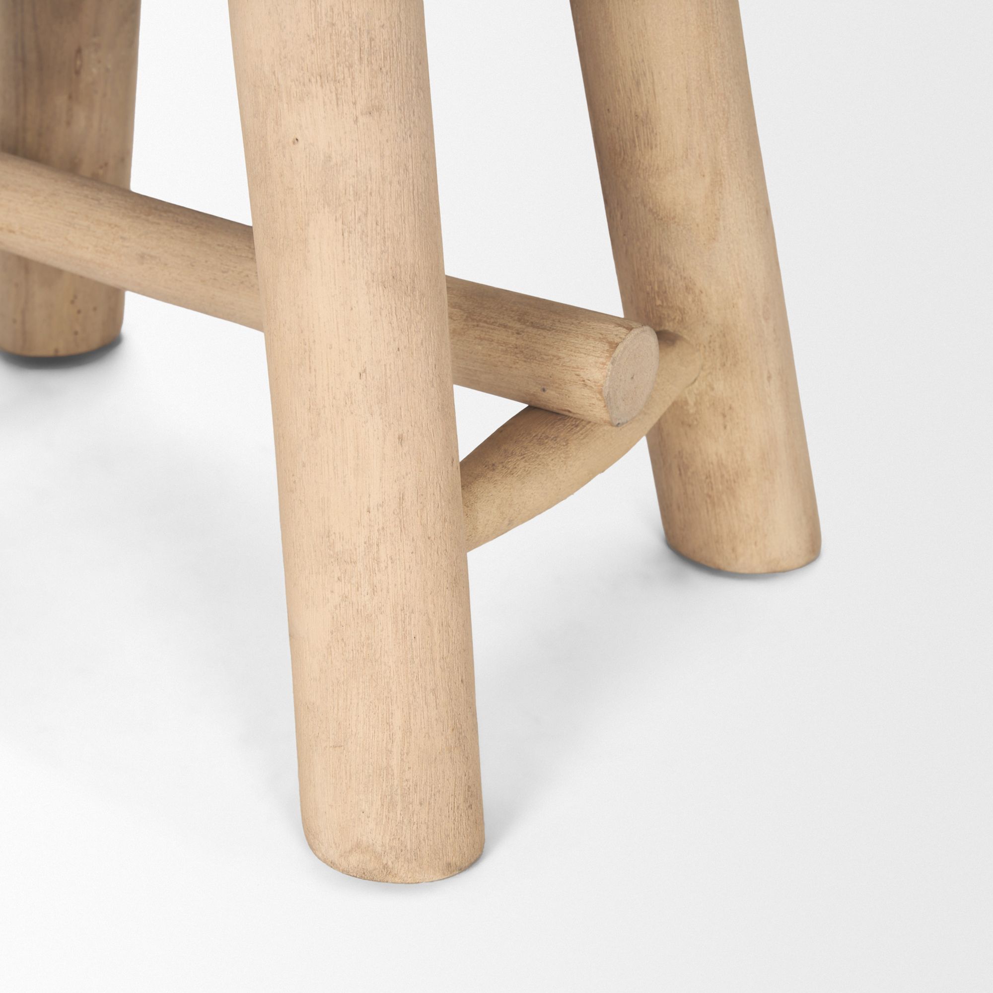 Mercana - Sekou Light Brown Short Wooden Craftsman Stool