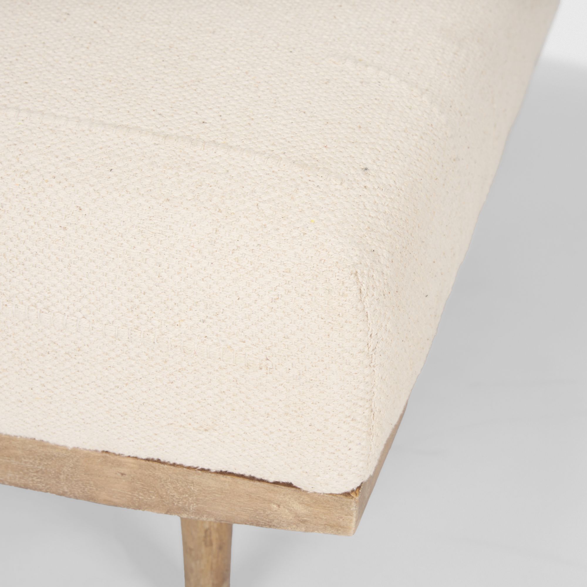 Mercana - Shae Brown Wood with Oatmeal Fabric Ottoman