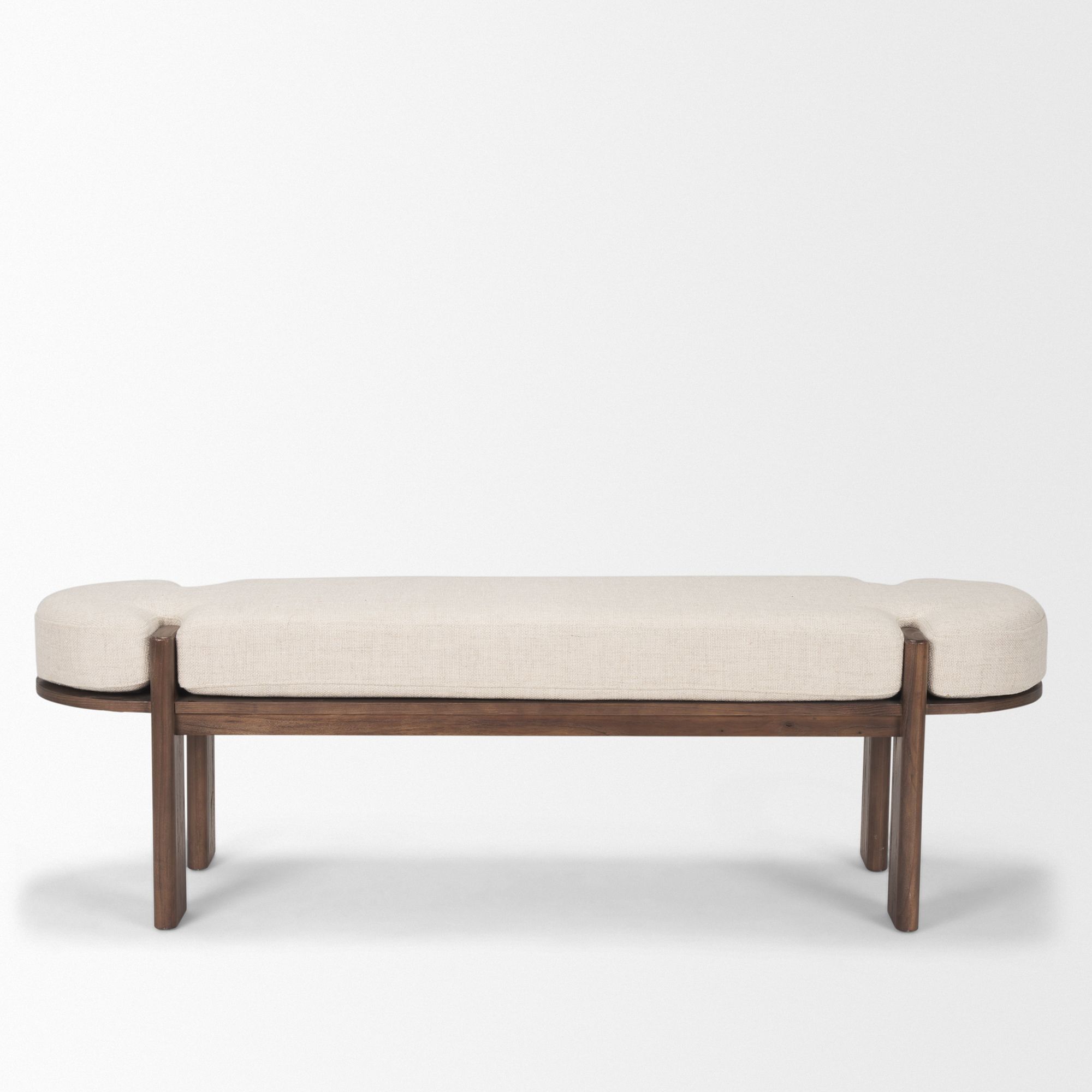 Mercana Sohan Bench with Oatmeal Fabric - Dark Brown