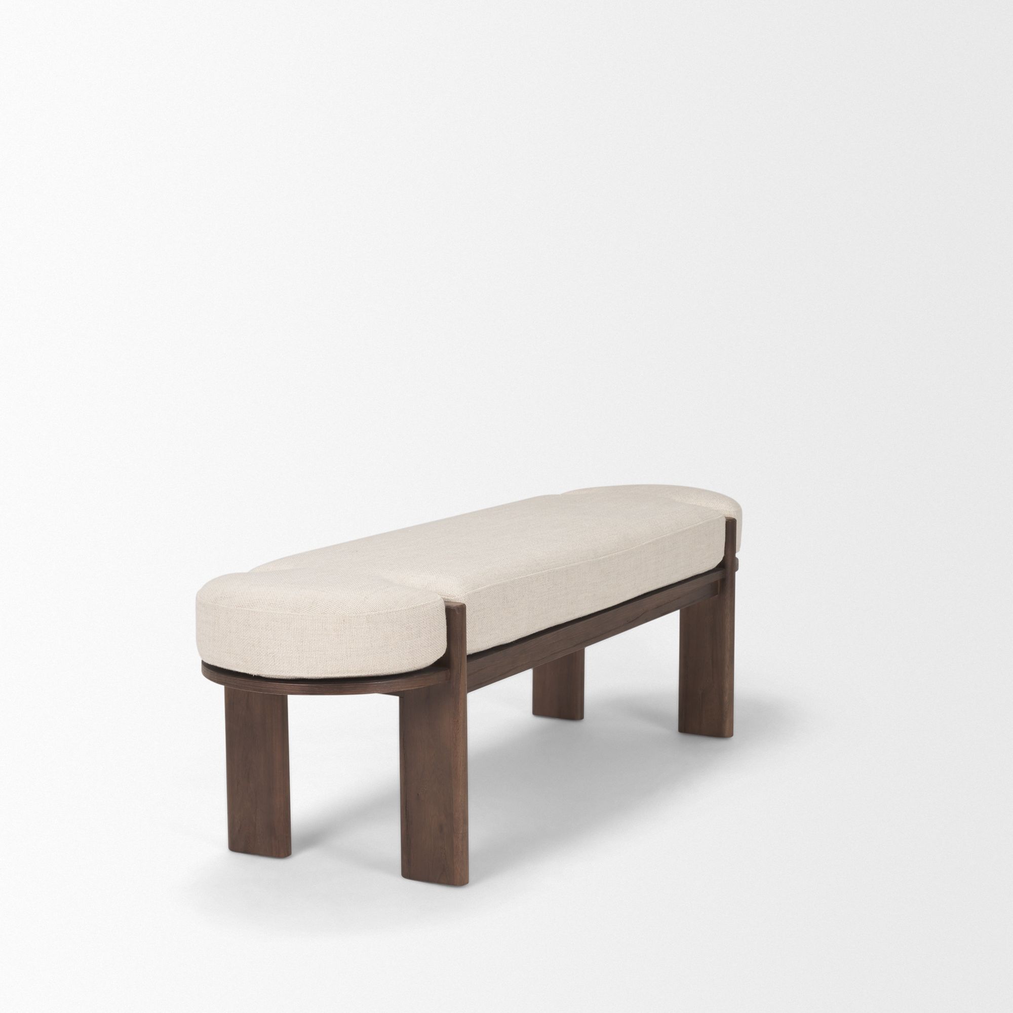 Mercana Sohan Bench with Oatmeal Fabric - Dark Brown