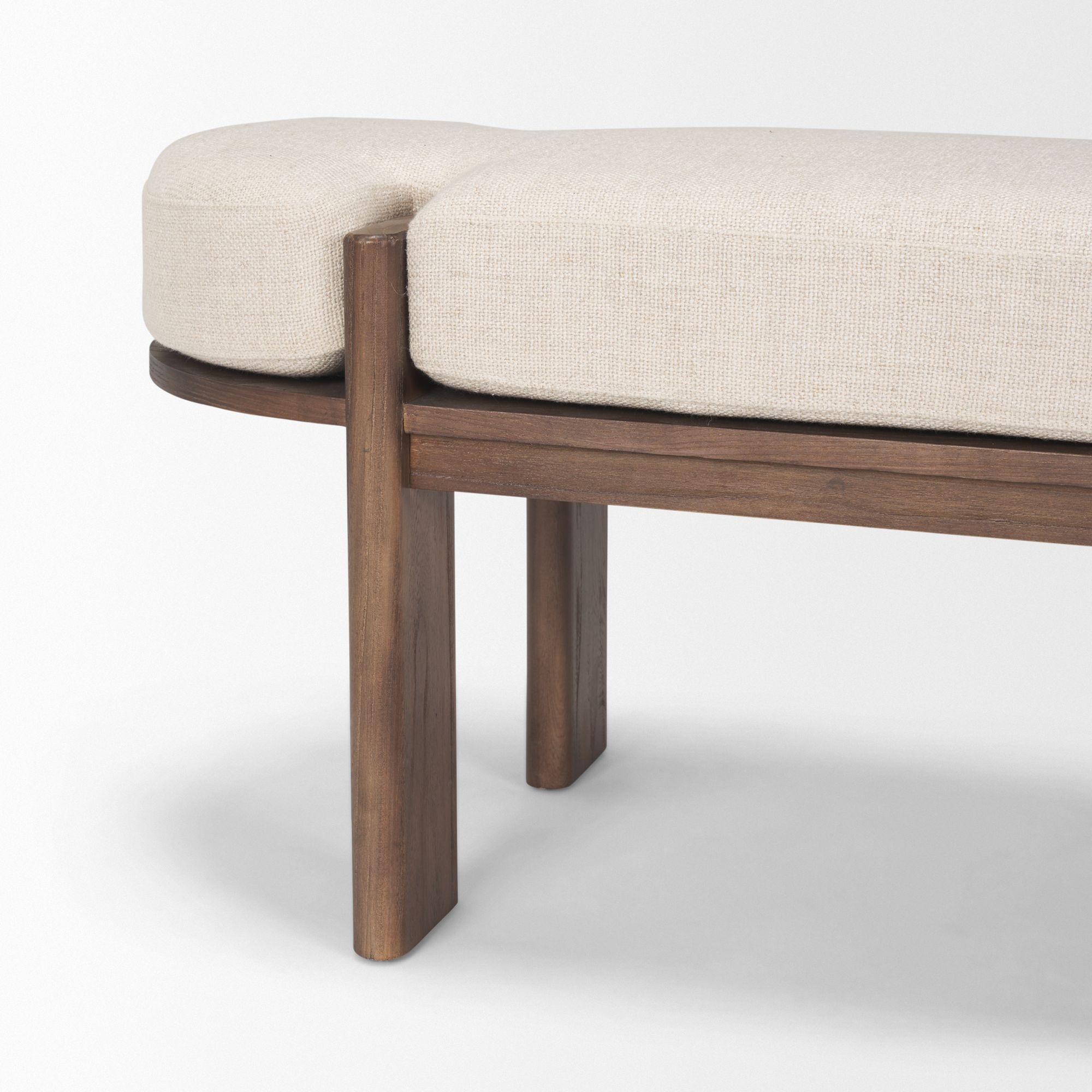 Mercana Sohan Bench with Oatmeal Fabric - Dark Brown