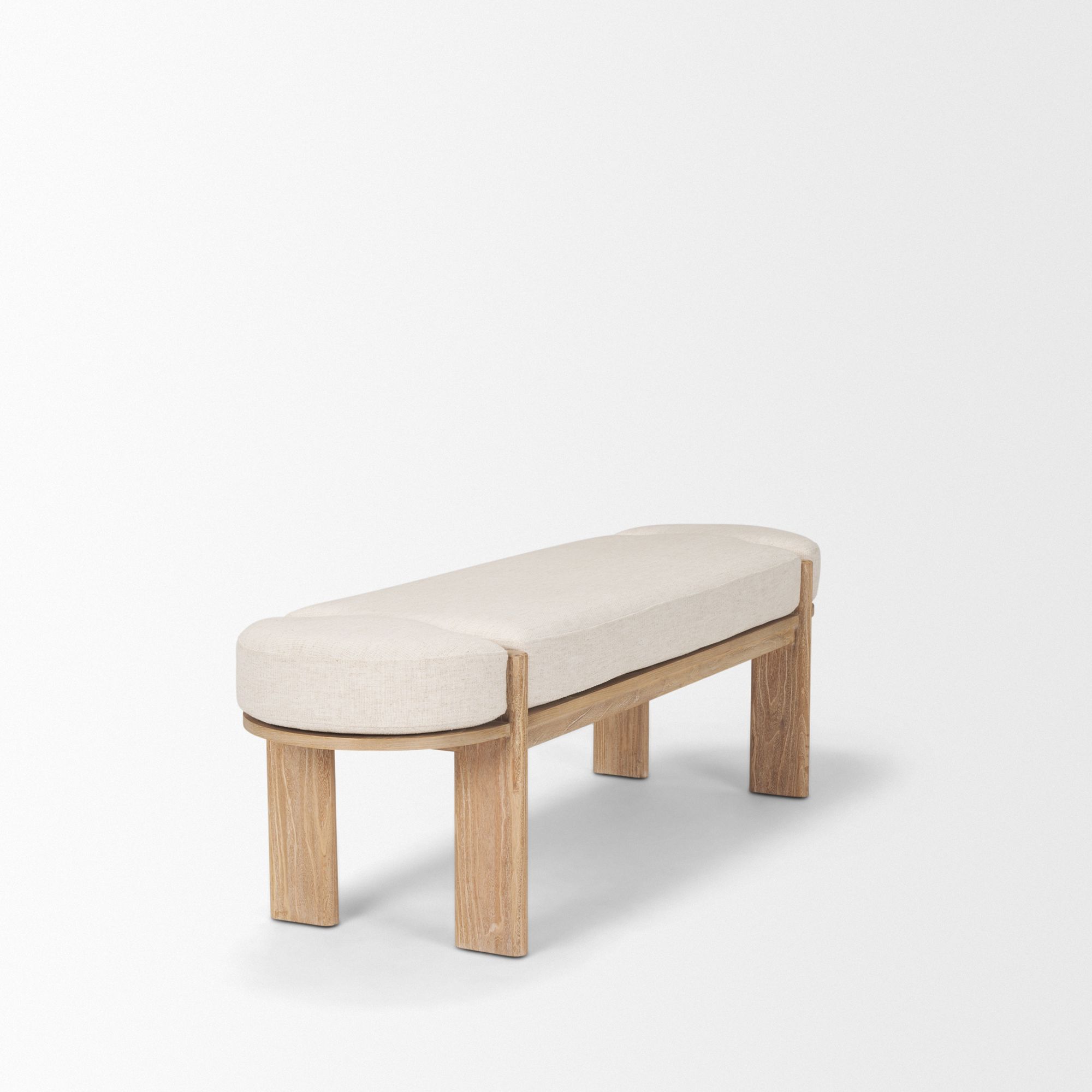 Mercana Sohan Bench with Oatmeal Fabric - Light Brown