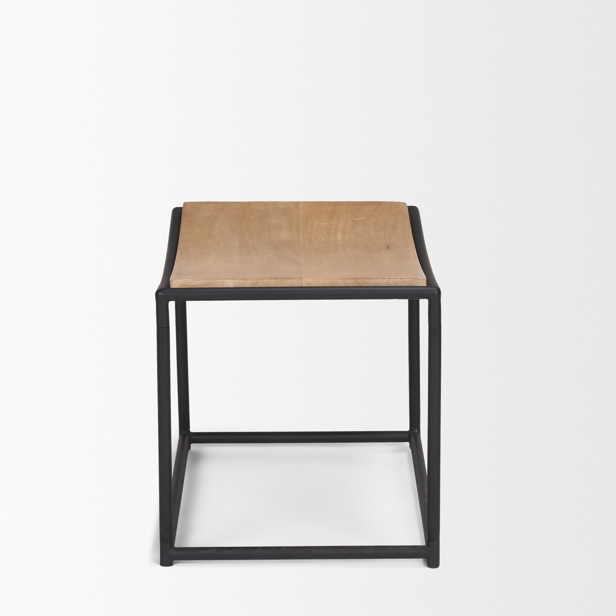 Mercana Taniel Stool with Black Metal - Light Brown, Wood