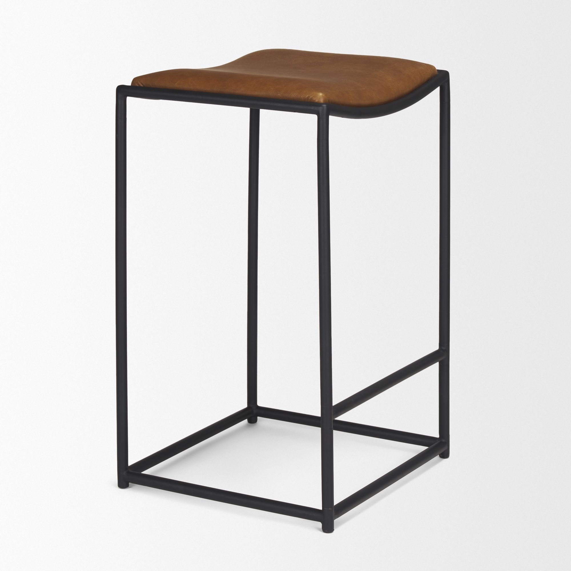 Mercana Taniel Counter Stool - Brown, Leather