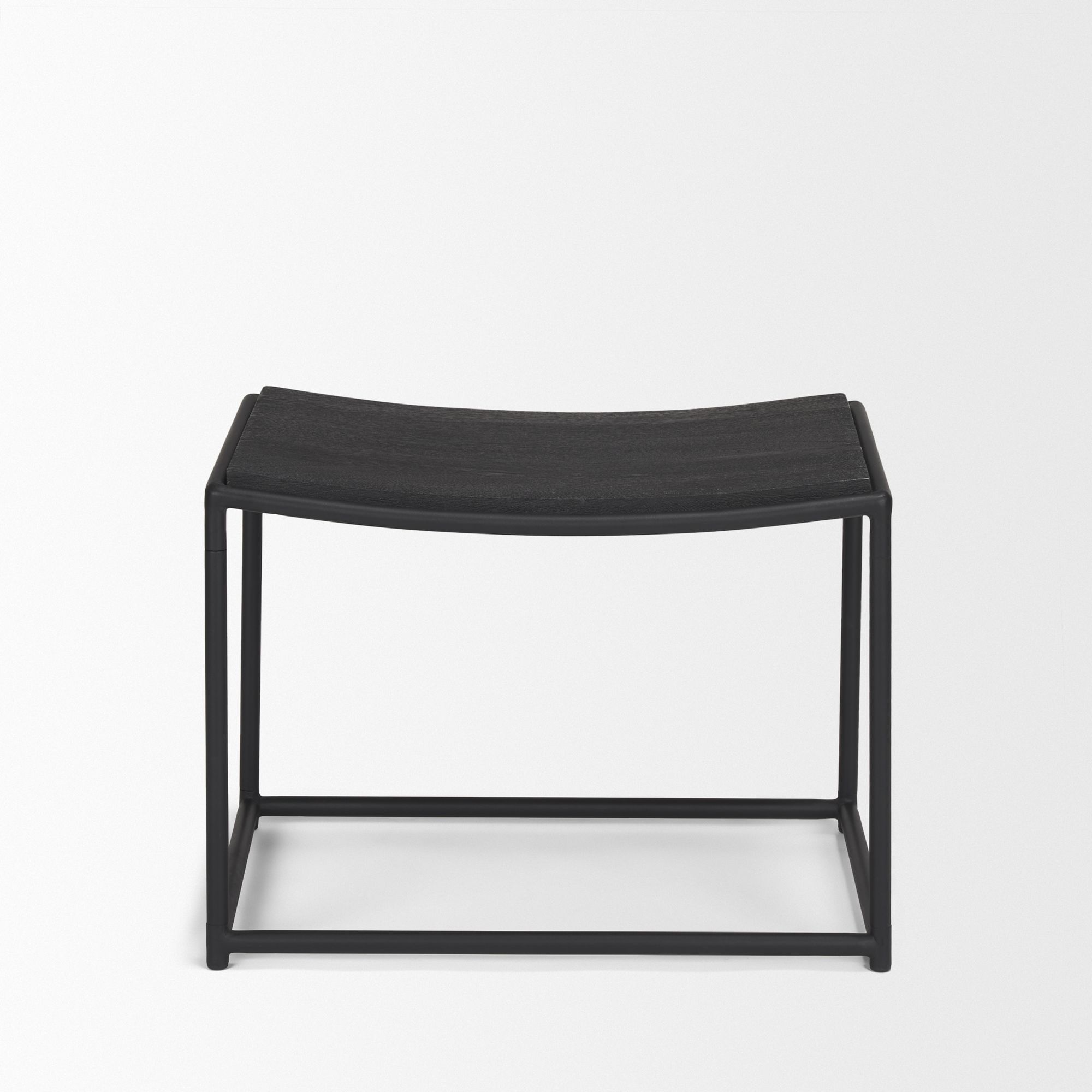 Mercana Taniel Stool with Black Metal - Black, Wood