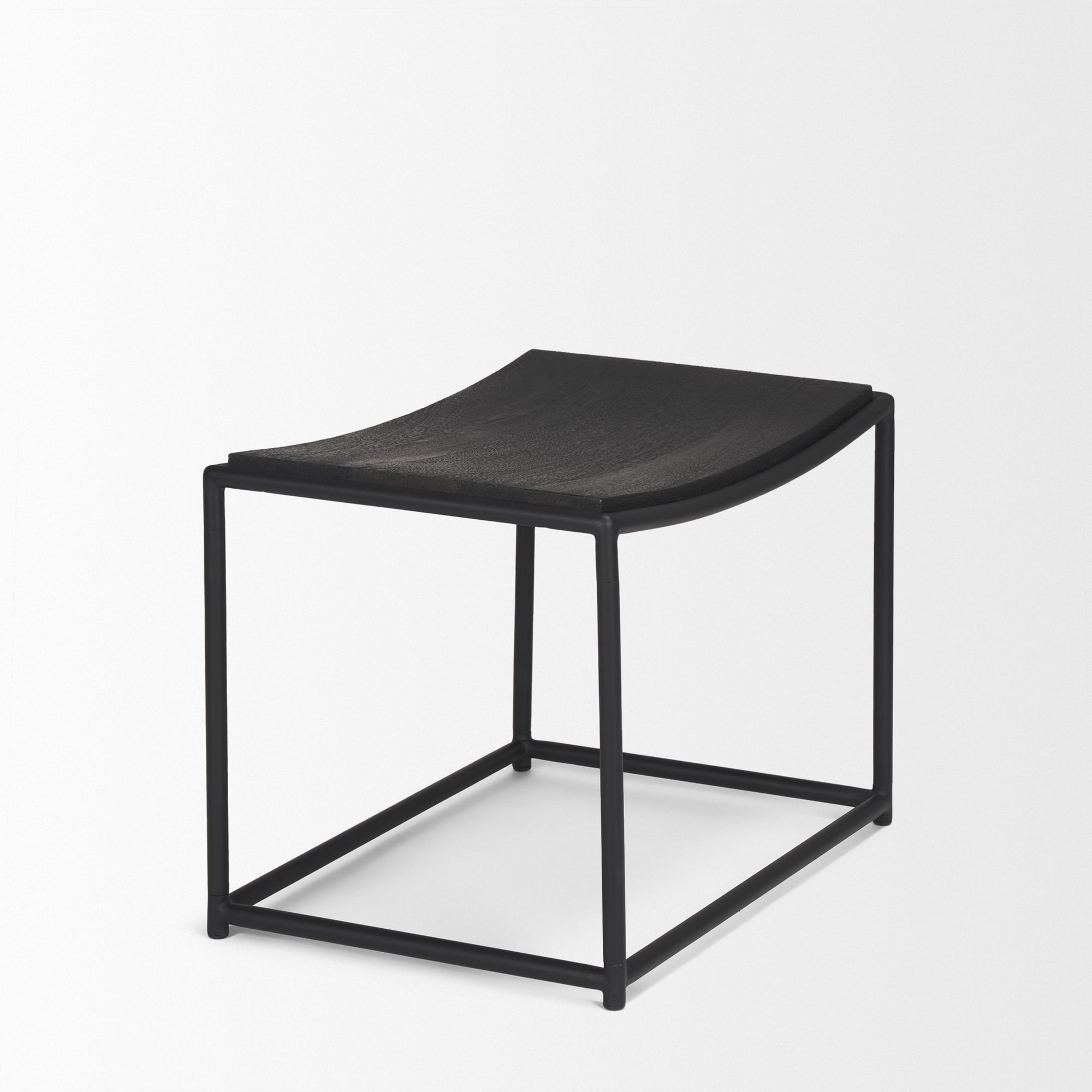 Mercana Taniel Stool with Black Metal - Black, Wood