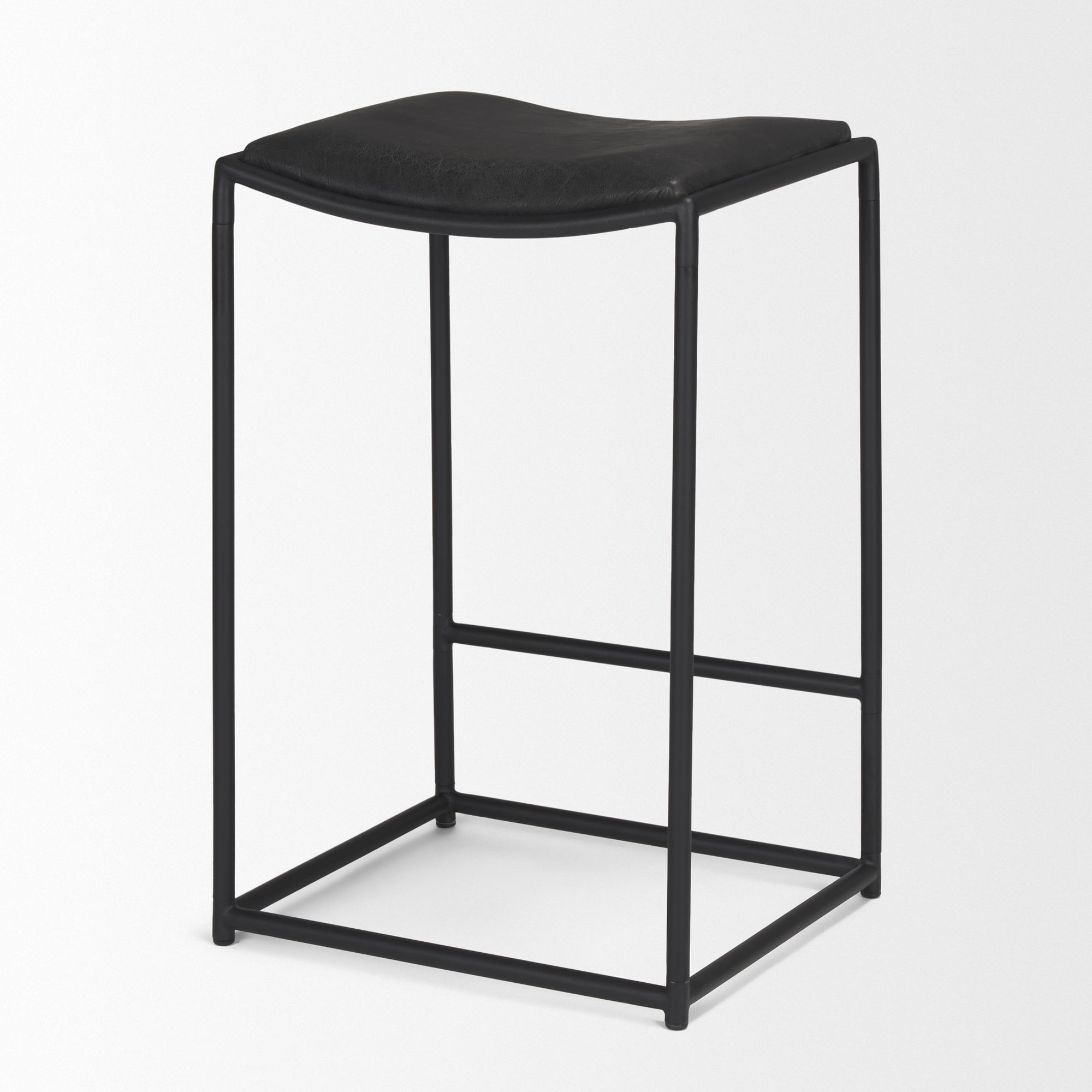 Mercana Taniel Counter Stool - Black, Leather