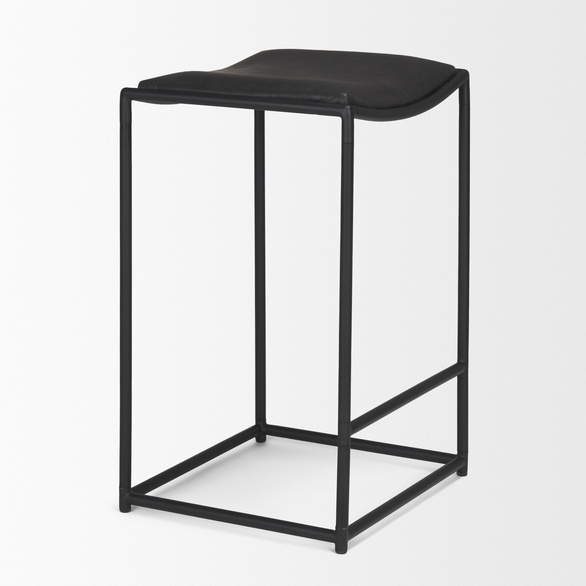 Mercana Taniel Counter Stool - Black, Leather