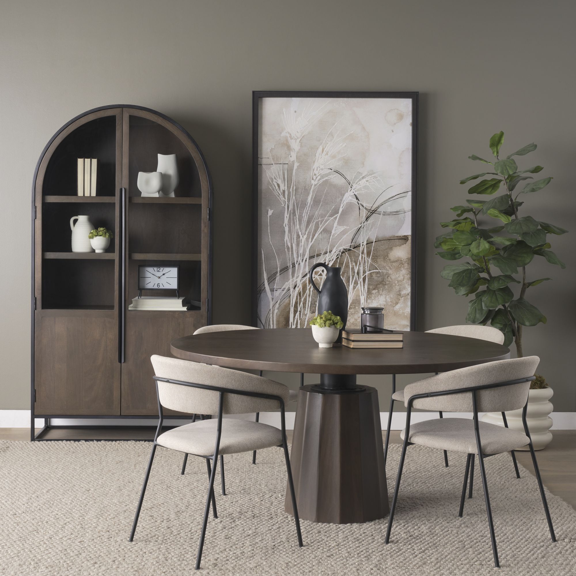 Mercana Swanson Round Dining Table - Dark Brown