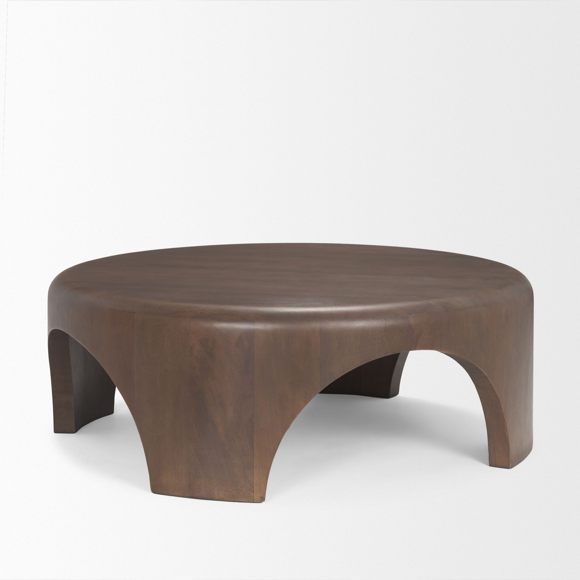 Mercana Shima Round Coffee Table with Arched Legs - Dark Brown