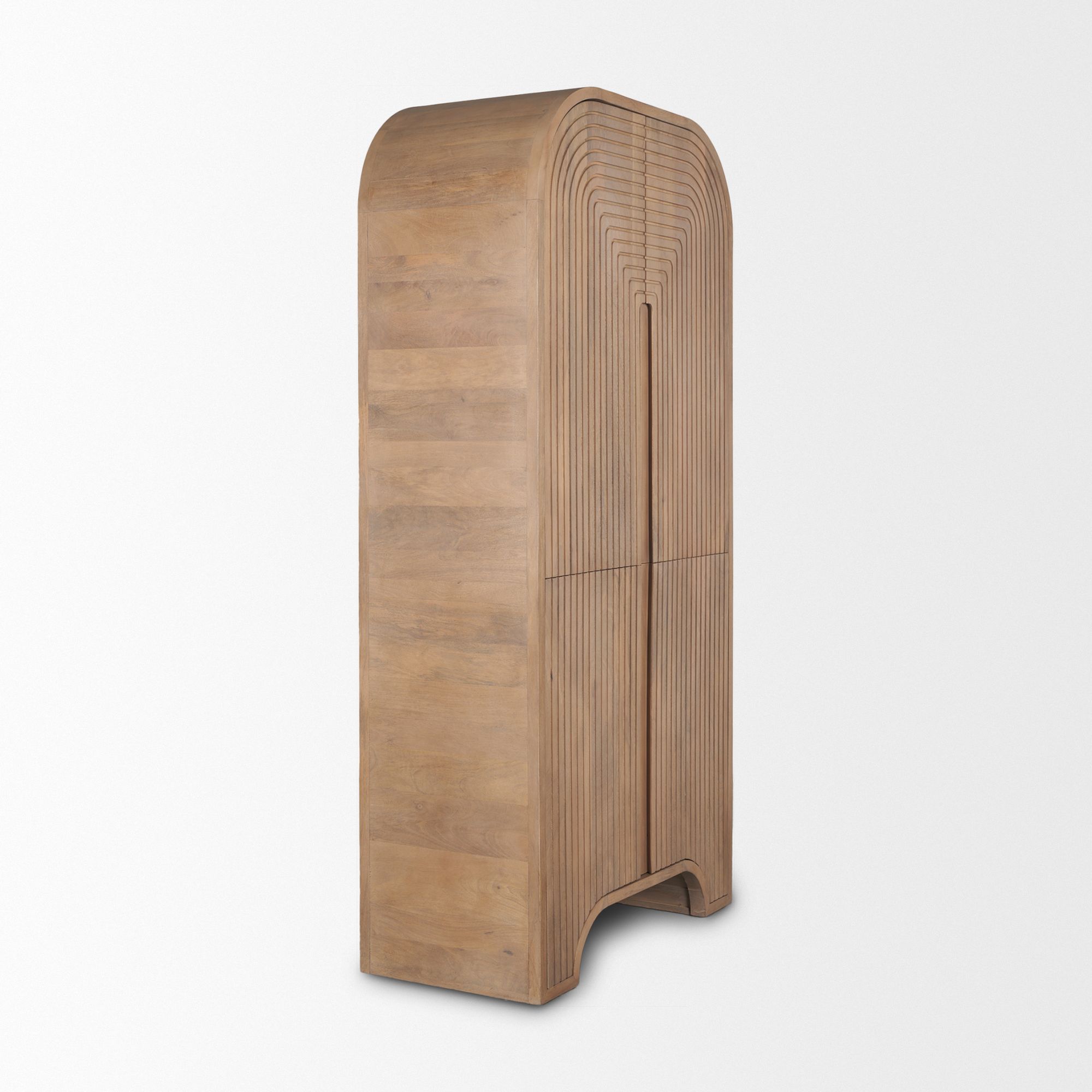 Mercana - Sorina Reverse Fluted Light Brown Wood Curio Cabinet