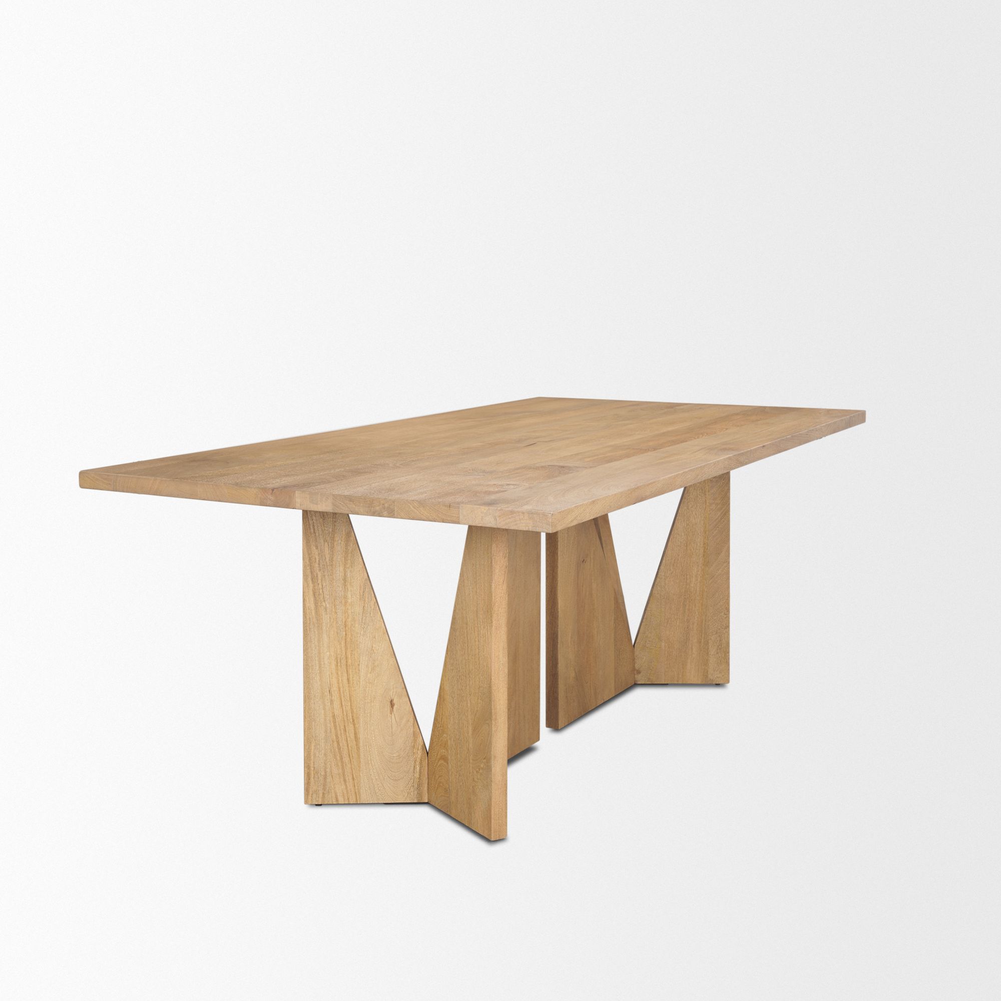 Mercana Tarro Rectangular Dining Table with Geometrical Base - Light Brown