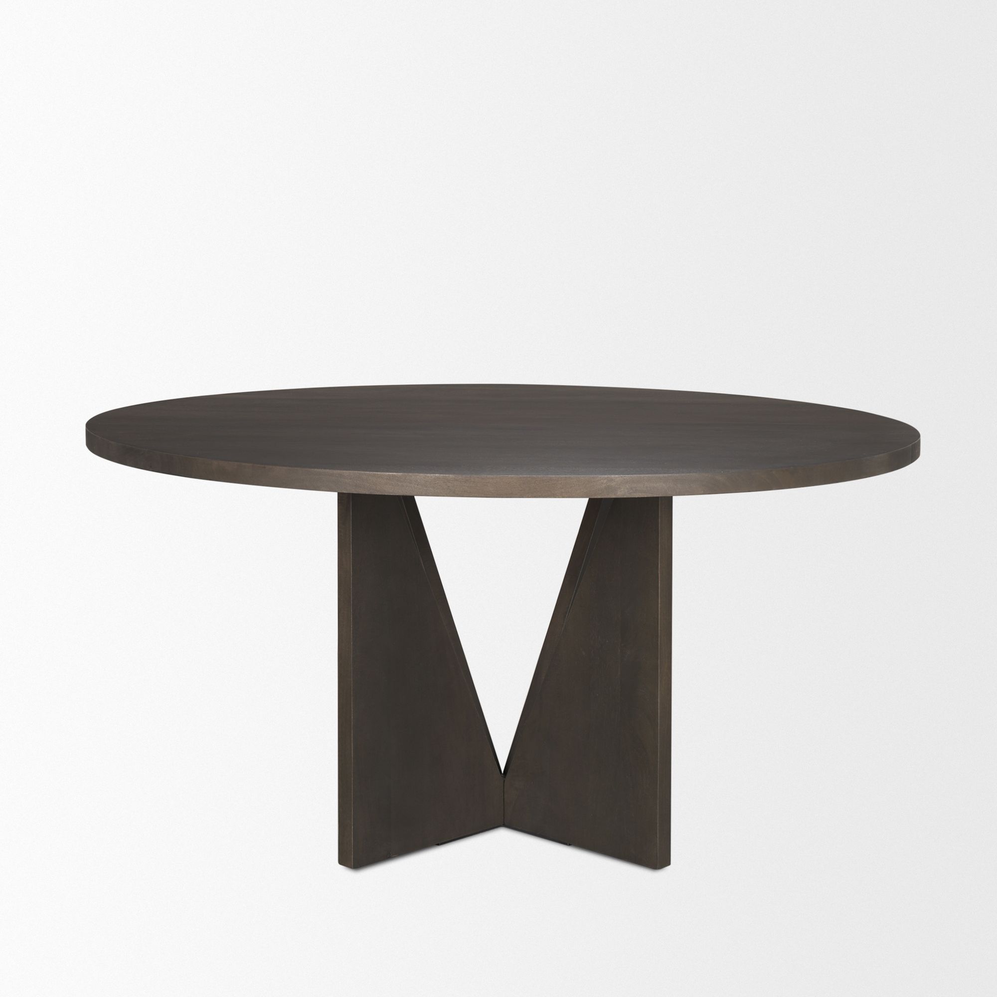 Mercana - Tarro Round Dining Table with Geometrical Base in Espresso, Wood