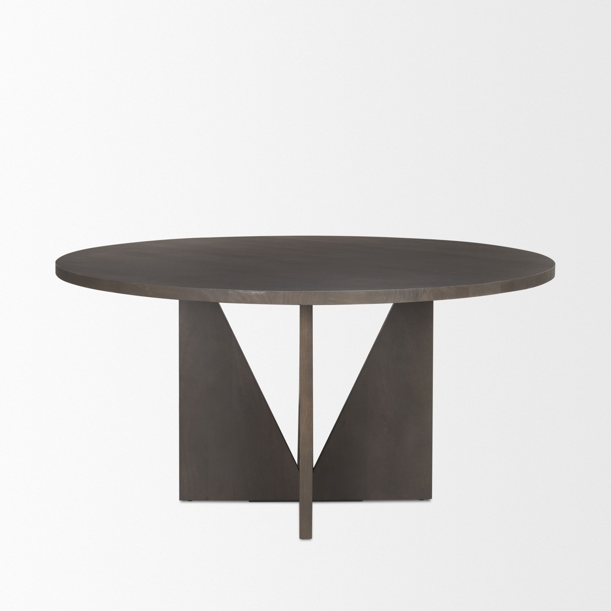 Mercana - Tarro Round Dining Table with Geometrical Base in Espresso, Wood