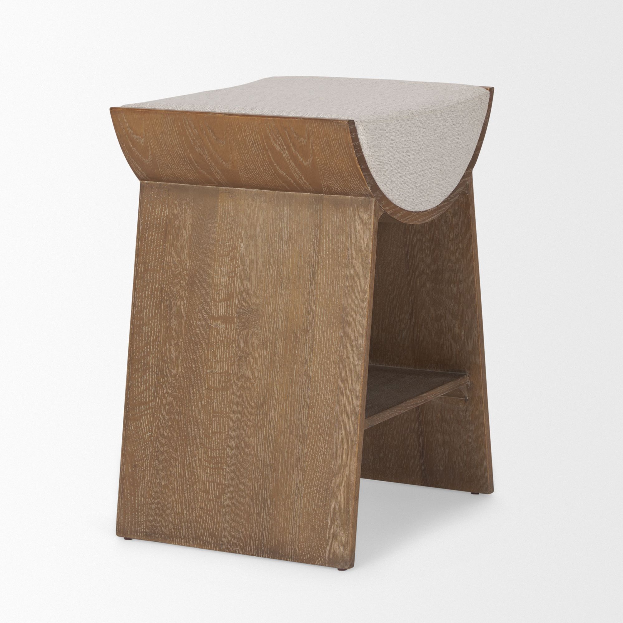 Mercana - Takuma Counter Stool with Oatmeal Fabric in Brown, Wood