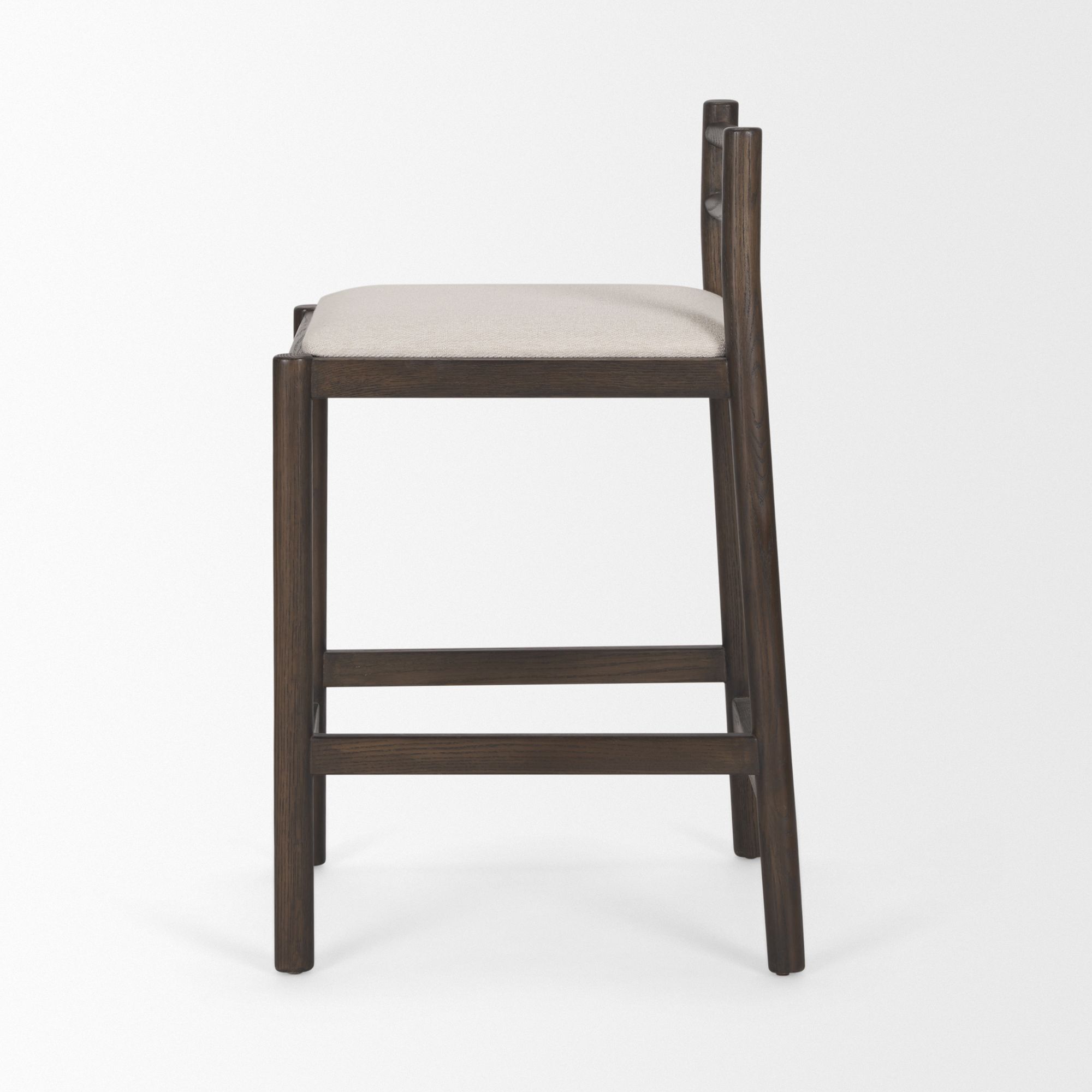 Mercana Sam Counter Stool with Cream Fabric - Dark Brown