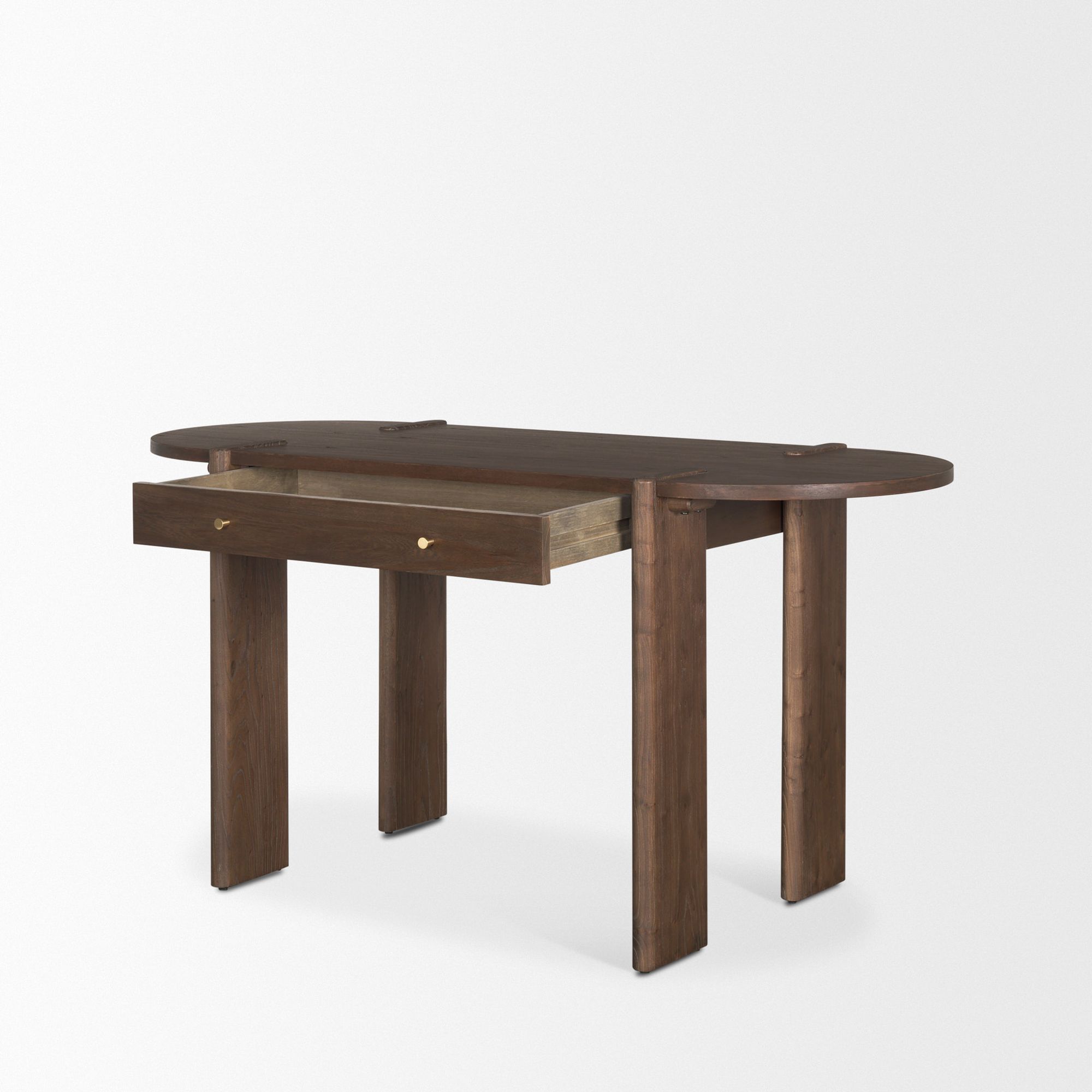 Mercana - Sohan Dark Brown Elm Wood Oblong Desk