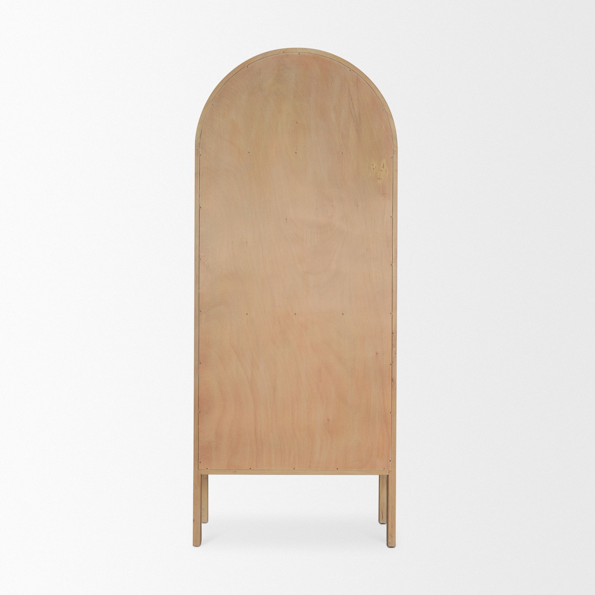 Mercana - Callum Light Brown Elm Wood with Glass Doors Arched Curio Cabinet