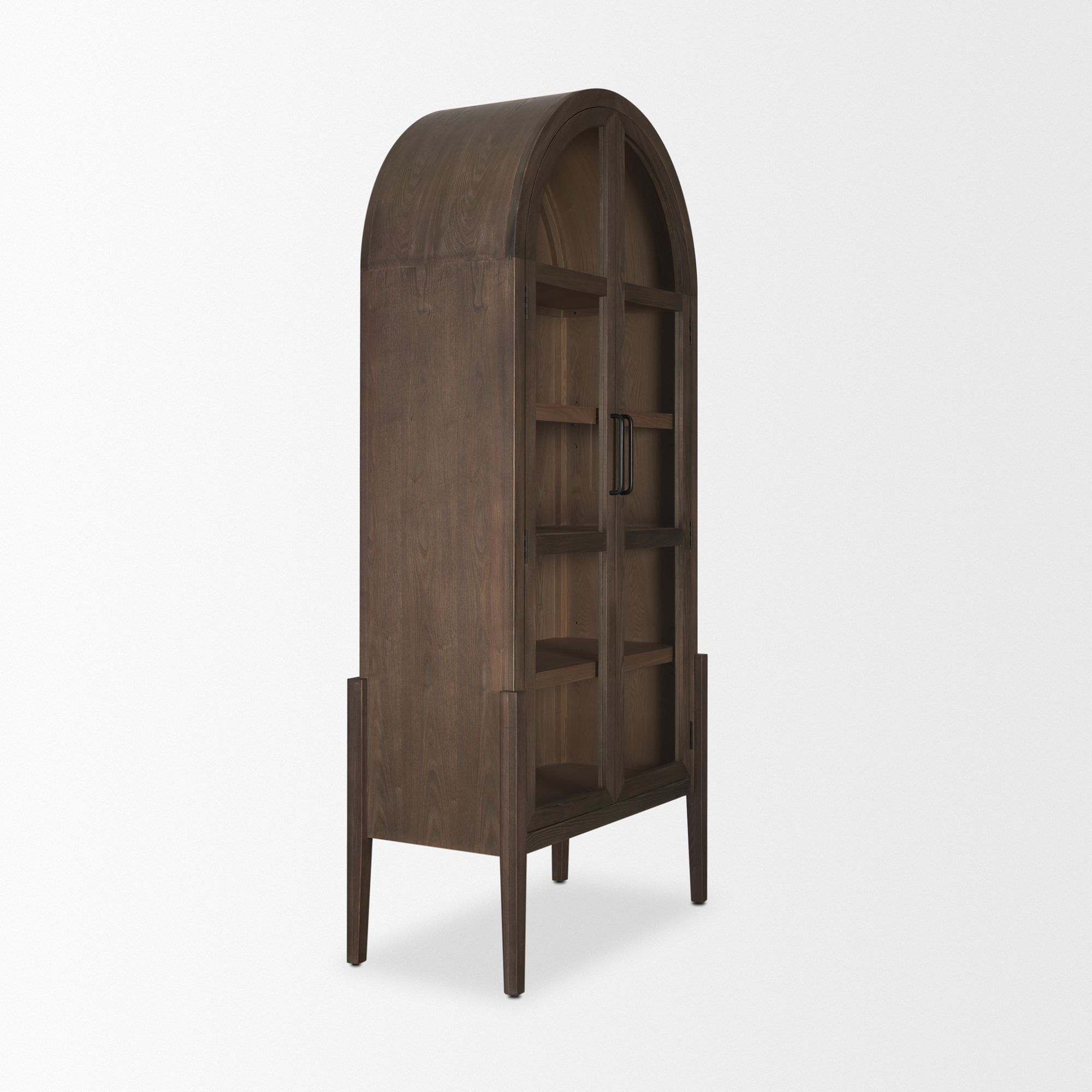 Mercana - Teva Two Toned Dark with Light Wood Arched Curio Cabinet