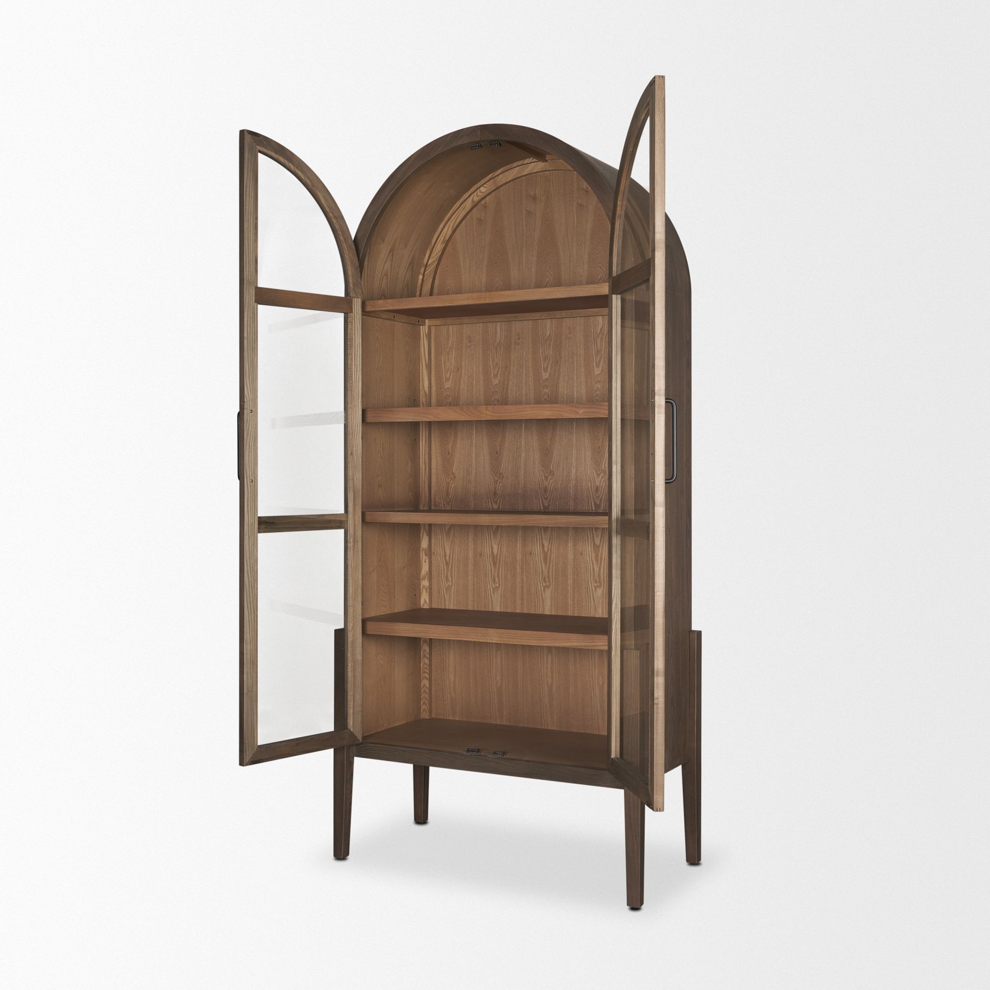 Mercana - Teva Two Toned Dark with Light Wood Arched Curio Cabinet