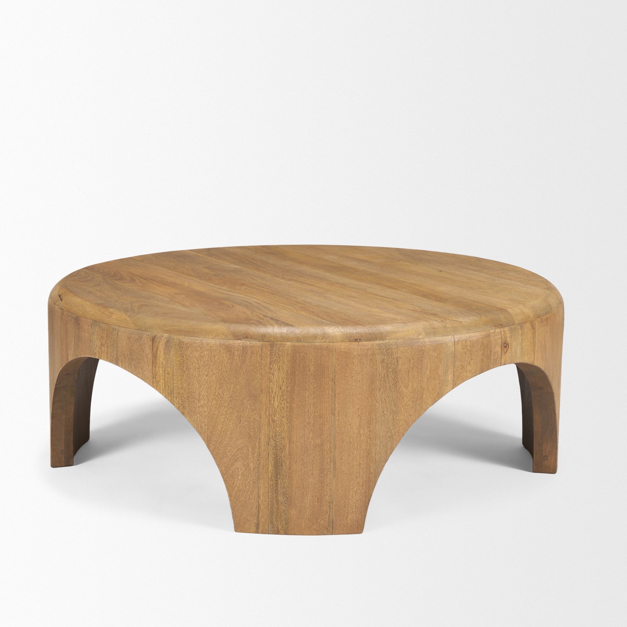 Mercana Shima Round Coffee Table with Arched Legs - Light Brown