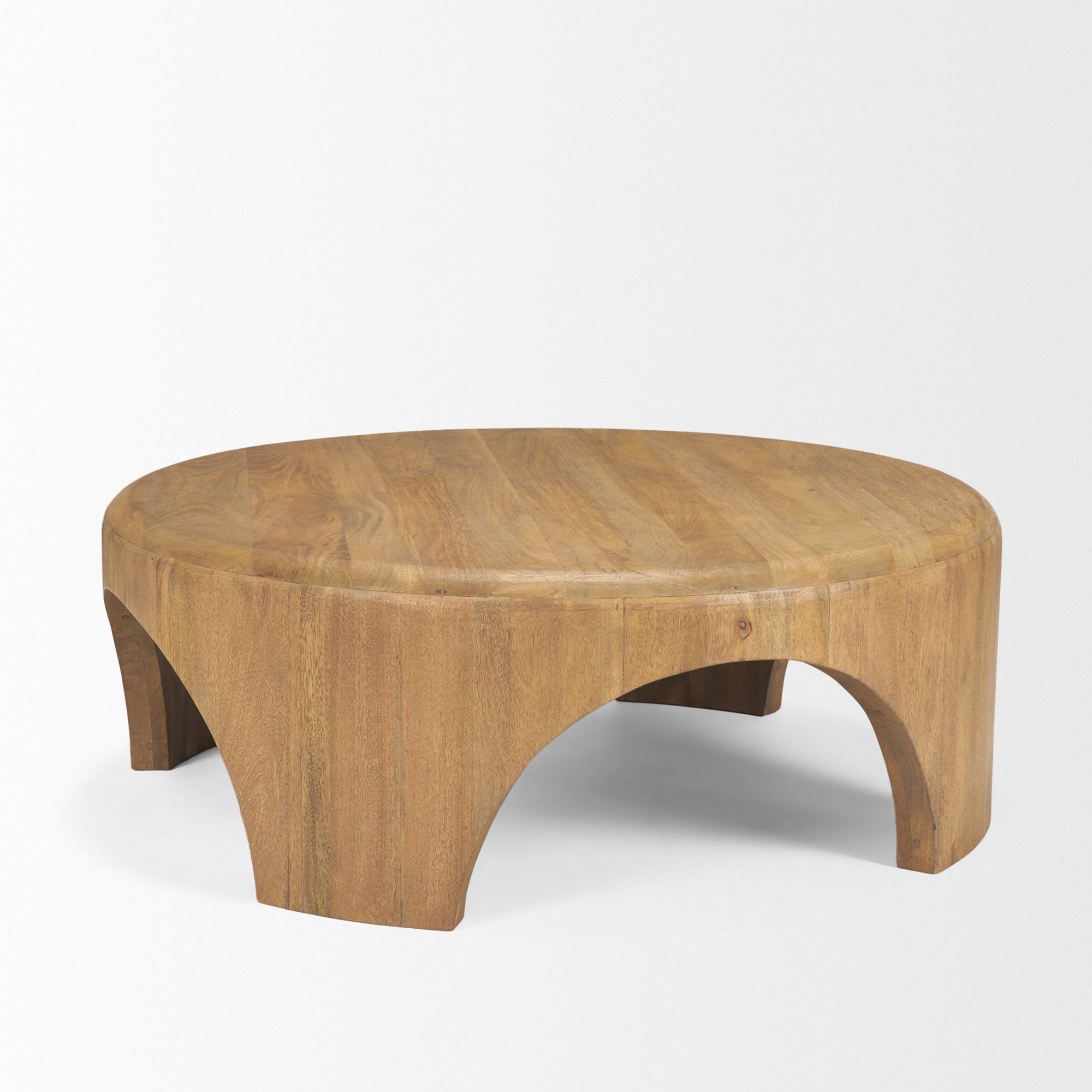 Mercana Shima Round Coffee Table with Arched Legs - Light Brown