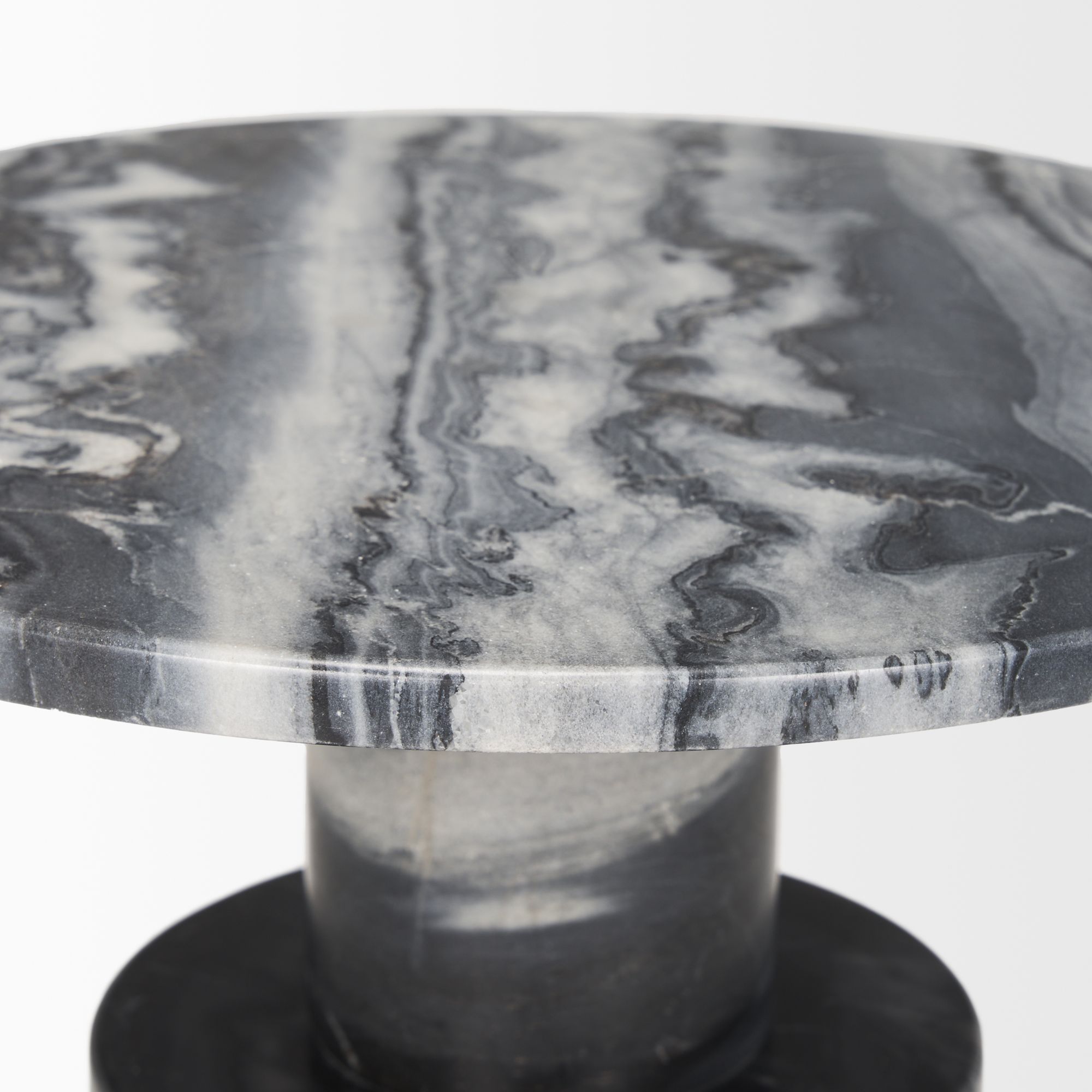 Mercana - Taite Solid Dark Gray Marble Pedestal Accent Table