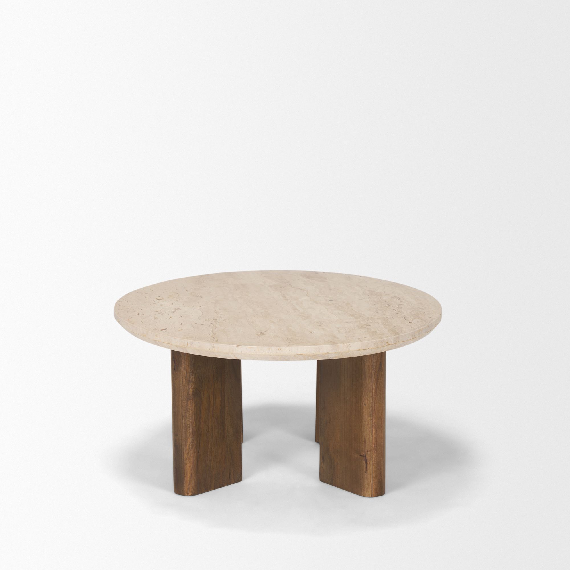 Mercana - Syona Travertine and Mango Wood leg Oval Coffee table